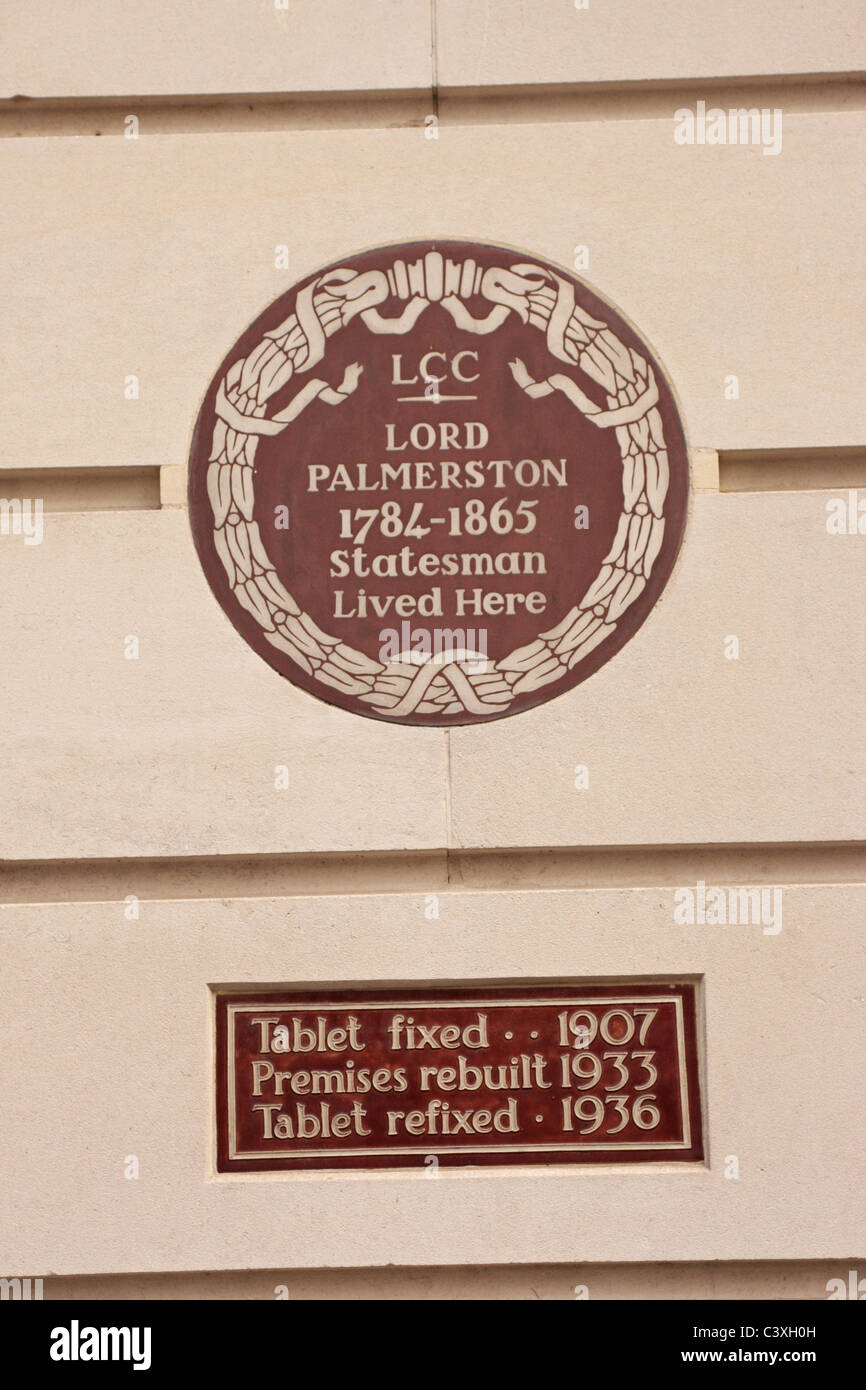 Lord Palmerston visse qui per firmare il 5 Carlton Terrazza giardini Carlton Westminster London REGNO UNITO Foto Stock