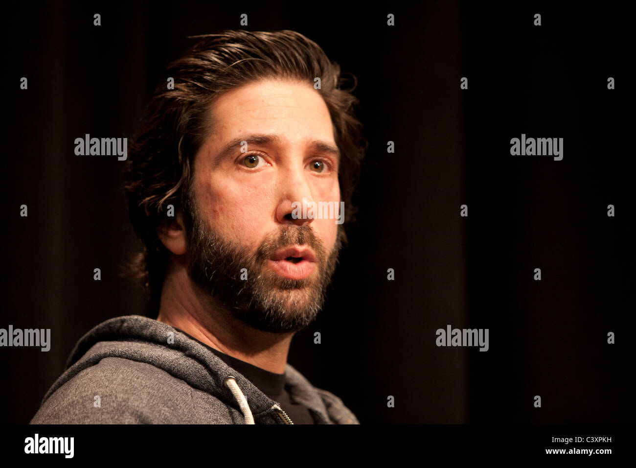Attore/regista David Schwimmer promuovendo il suo film 'fiducia' Foto Stock