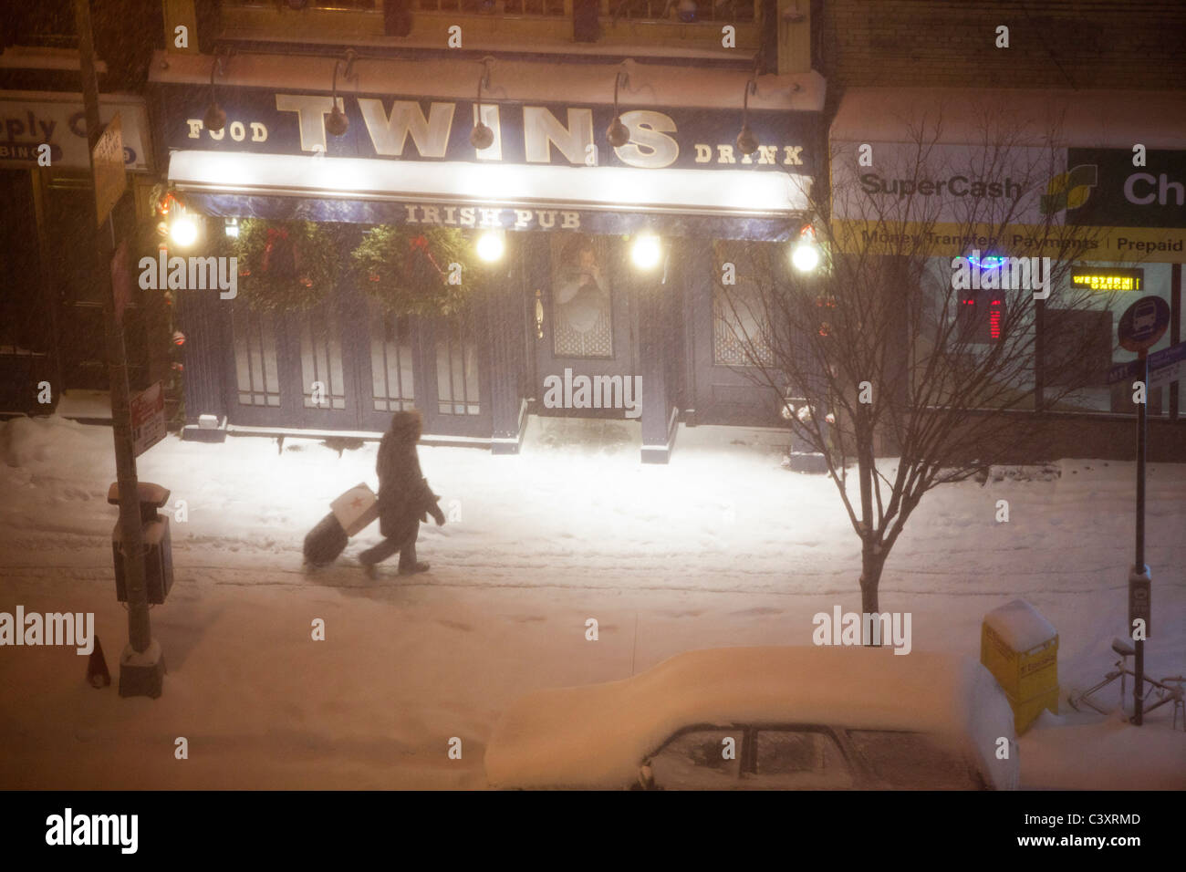 Blizzard, New York City, 2010, Midtown West, meteo tempesta di neve, neve Foto Stock