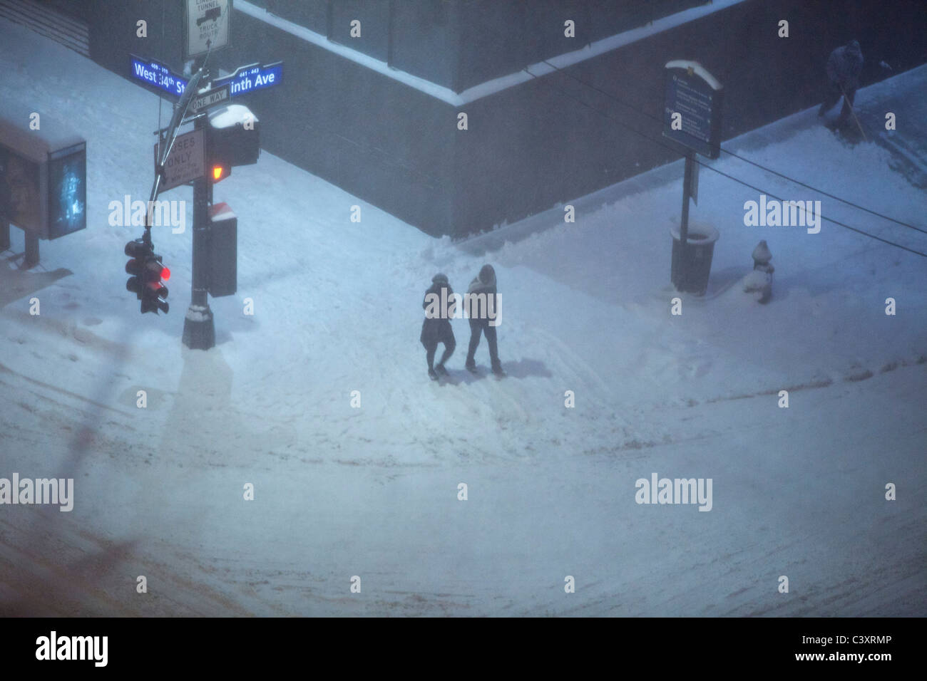 Blizzard, New York City, 2010, Midtown West, meteo tempesta di neve, neve Foto Stock