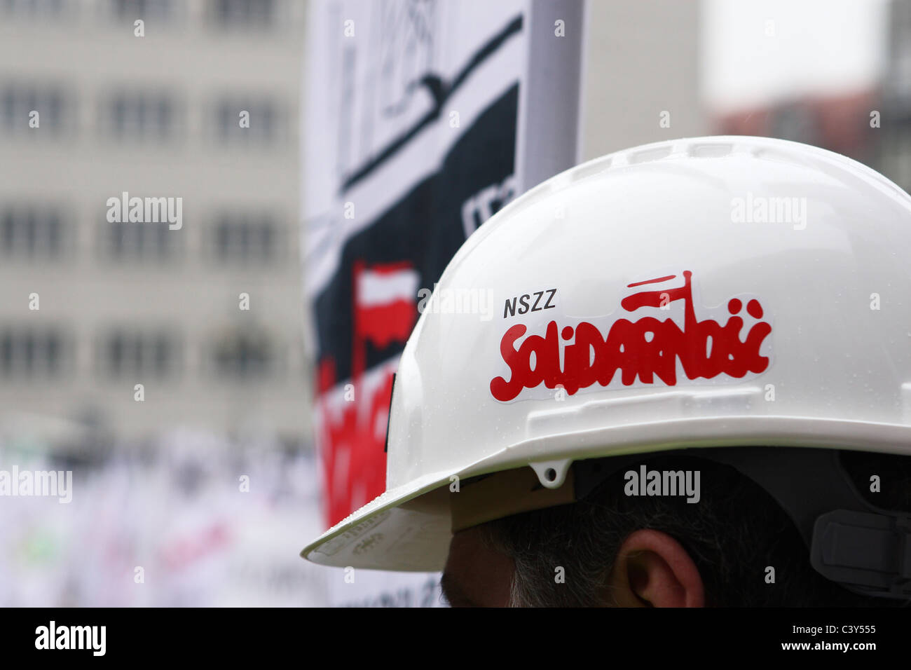 Miniere di carbone la protesta contro la privatizzazione in polacco industria carboniera. Katowice in Polonia. Foto Stock