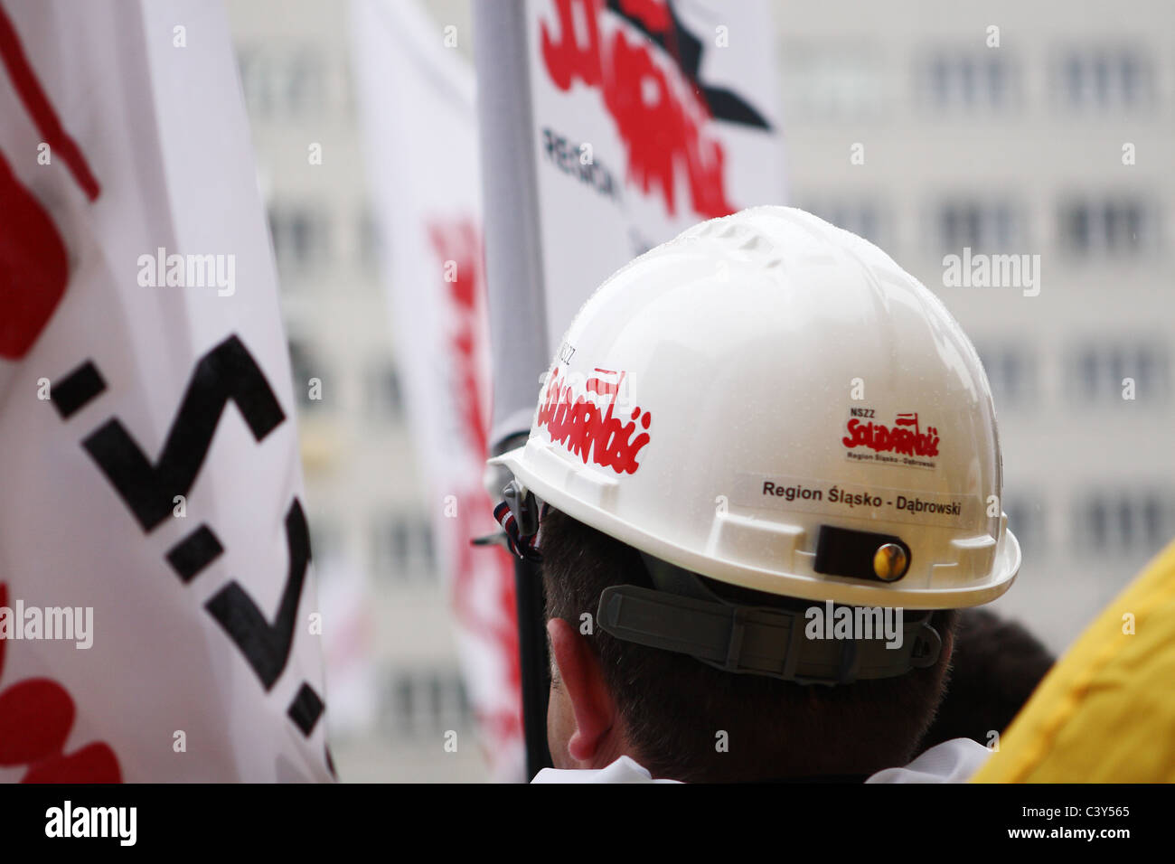 Miniere di carbone la protesta contro la privatizzazione in polacco industria carboniera. Katowice in Polonia. Foto Stock