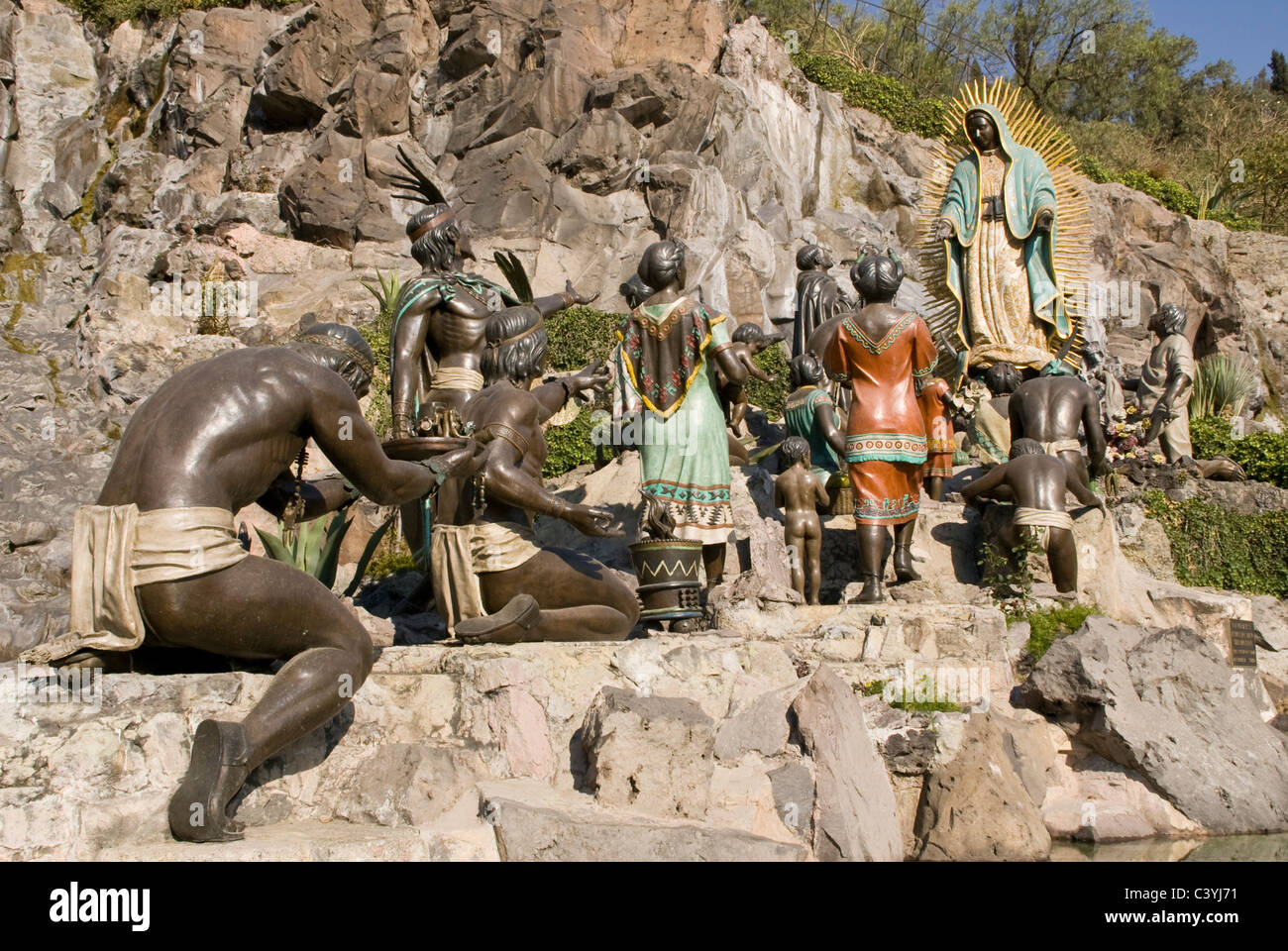 Giardini del Tepeyac. La scultura de 'La Ofrenda'(1986).Villa di Guadalupe. Città del Messico. Foto Stock
