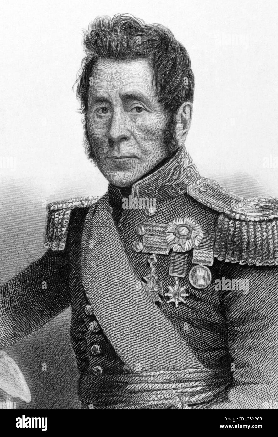 Il maresciallo di campo Sir John Fox Burgoyne, 1° Baronet (1782-1871) su incisione da 1800s. Ufficiale dell'Esercito britannico. Foto Stock