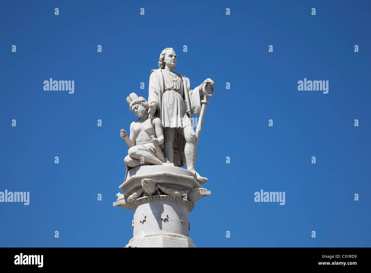 Christopher Columbus Statua in Colombia Cartagena Foto Stock