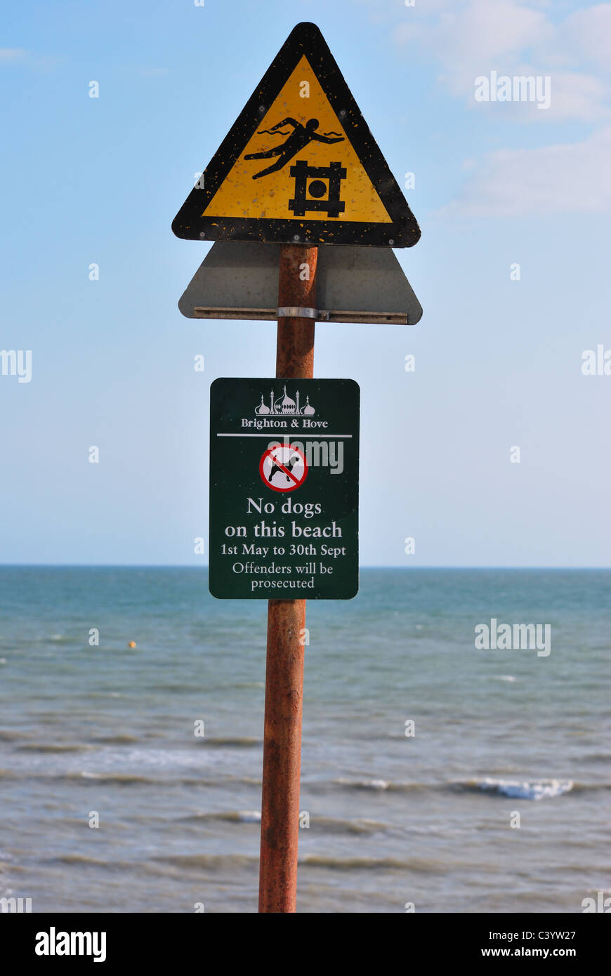No cani sulla spiaggia Foto Stock