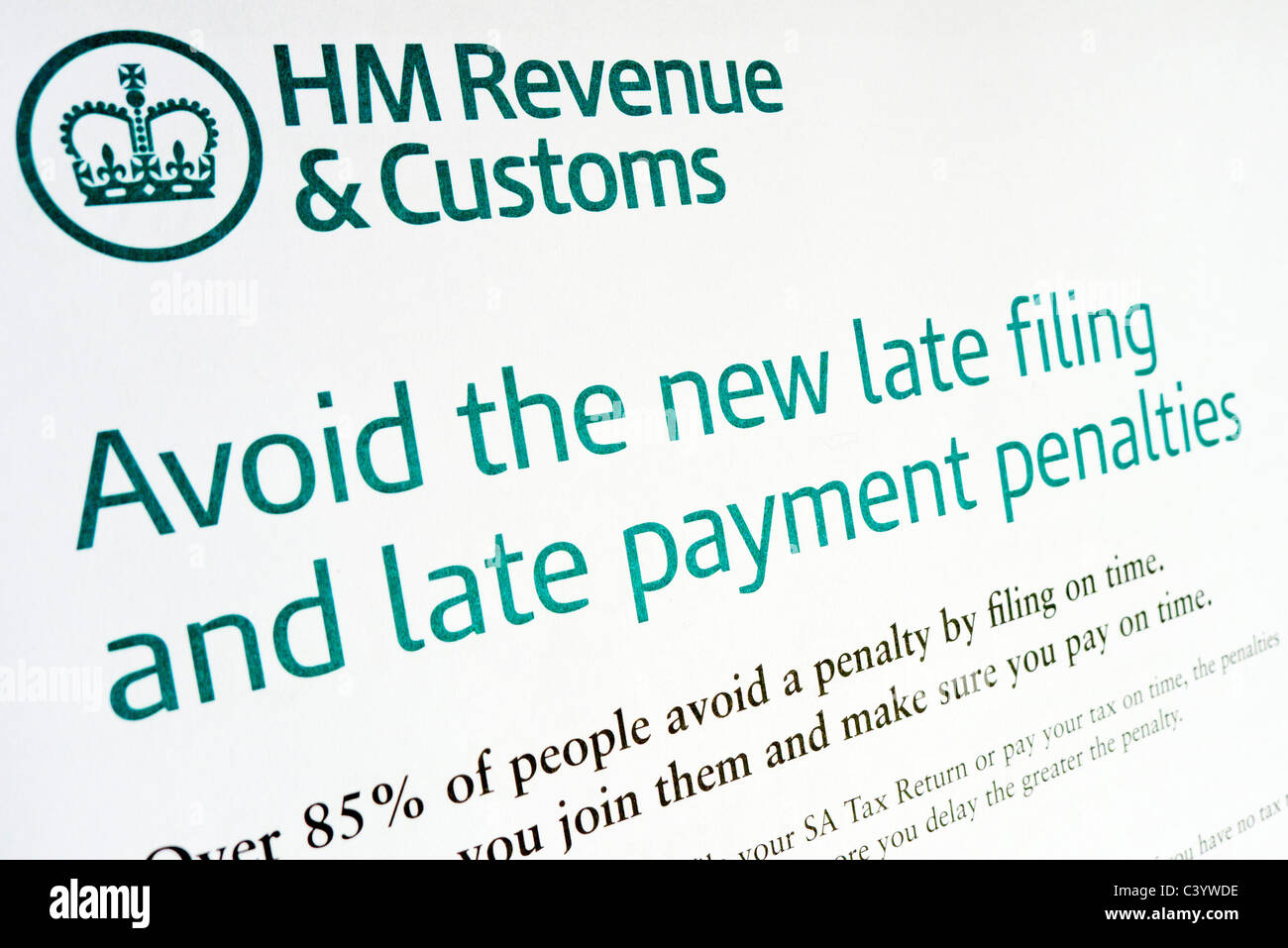 HM Revenue e le tasse doganali return form. Foto Stock