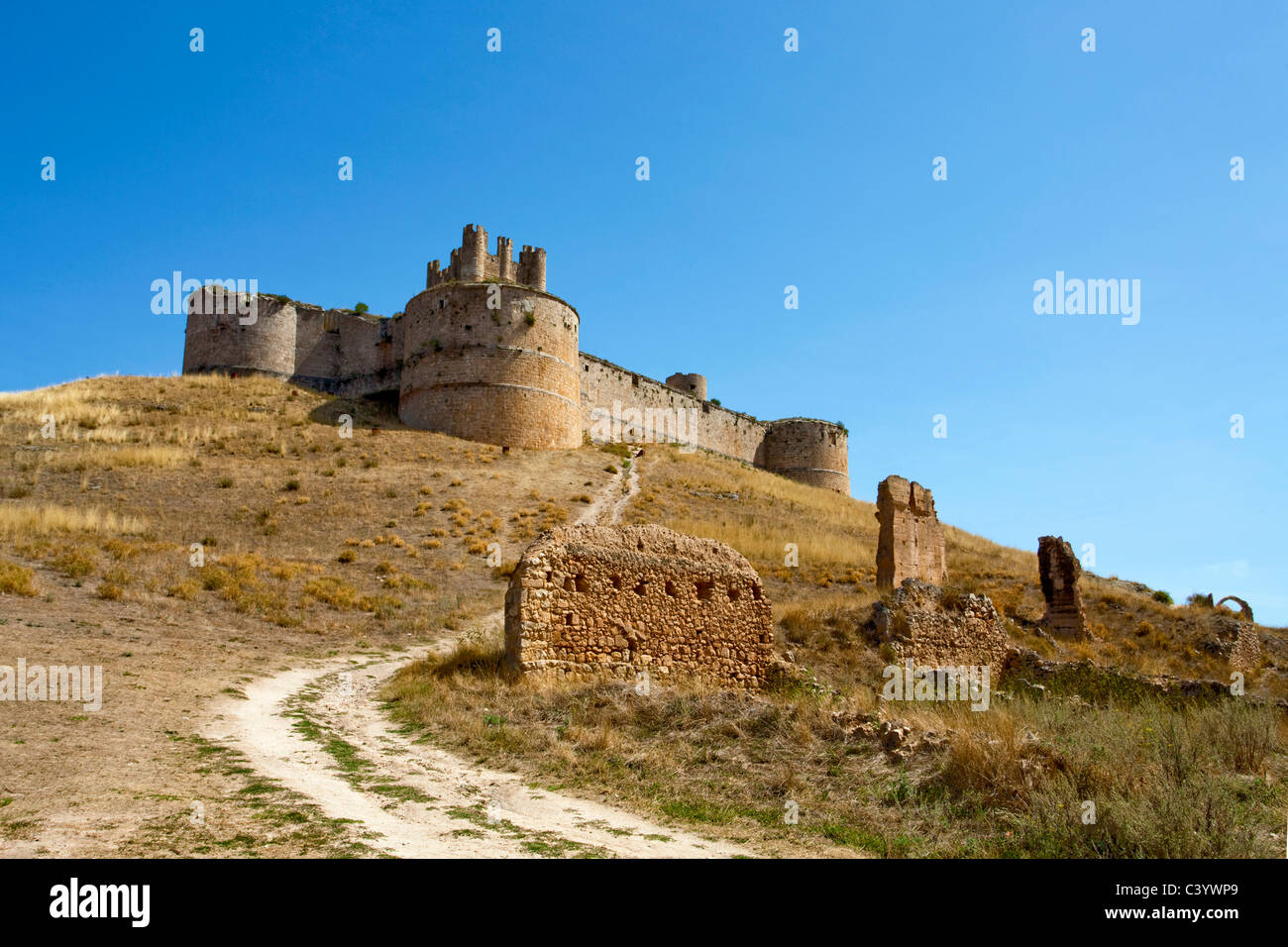 Spagna, Europa, Soria, Berlanga De Duero, pareti, fortezza, il castello Foto Stock