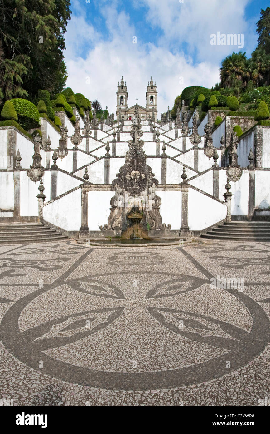 Il Portogallo, Europa, Braga, di Bom Jesus do Monte, chiesa, stair, turismo, materie plastiche, luogo, mosaico Foto Stock