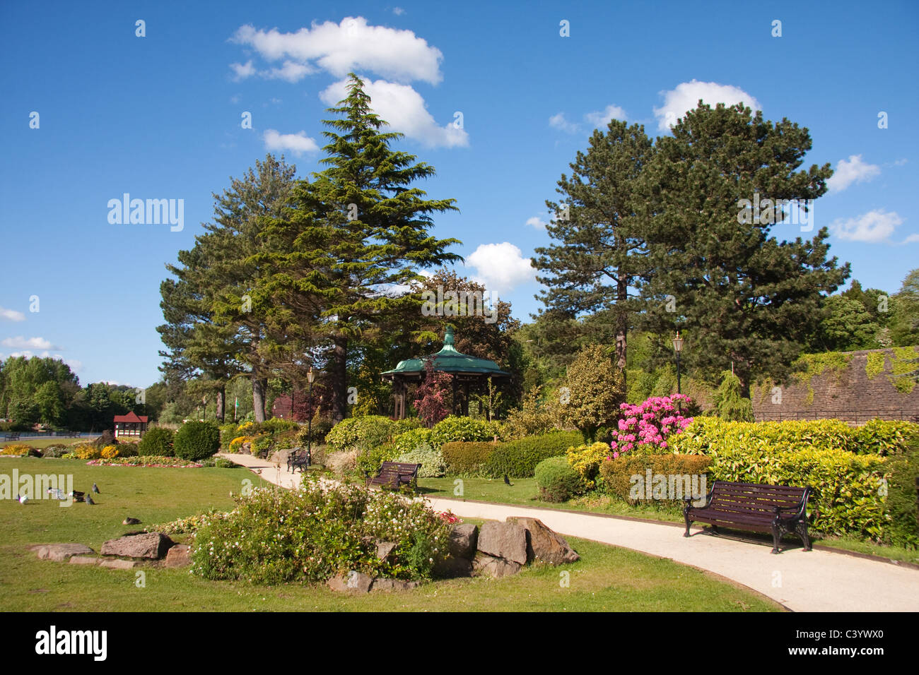 Giardini del fiume, Belper Derbyshire Foto Stock