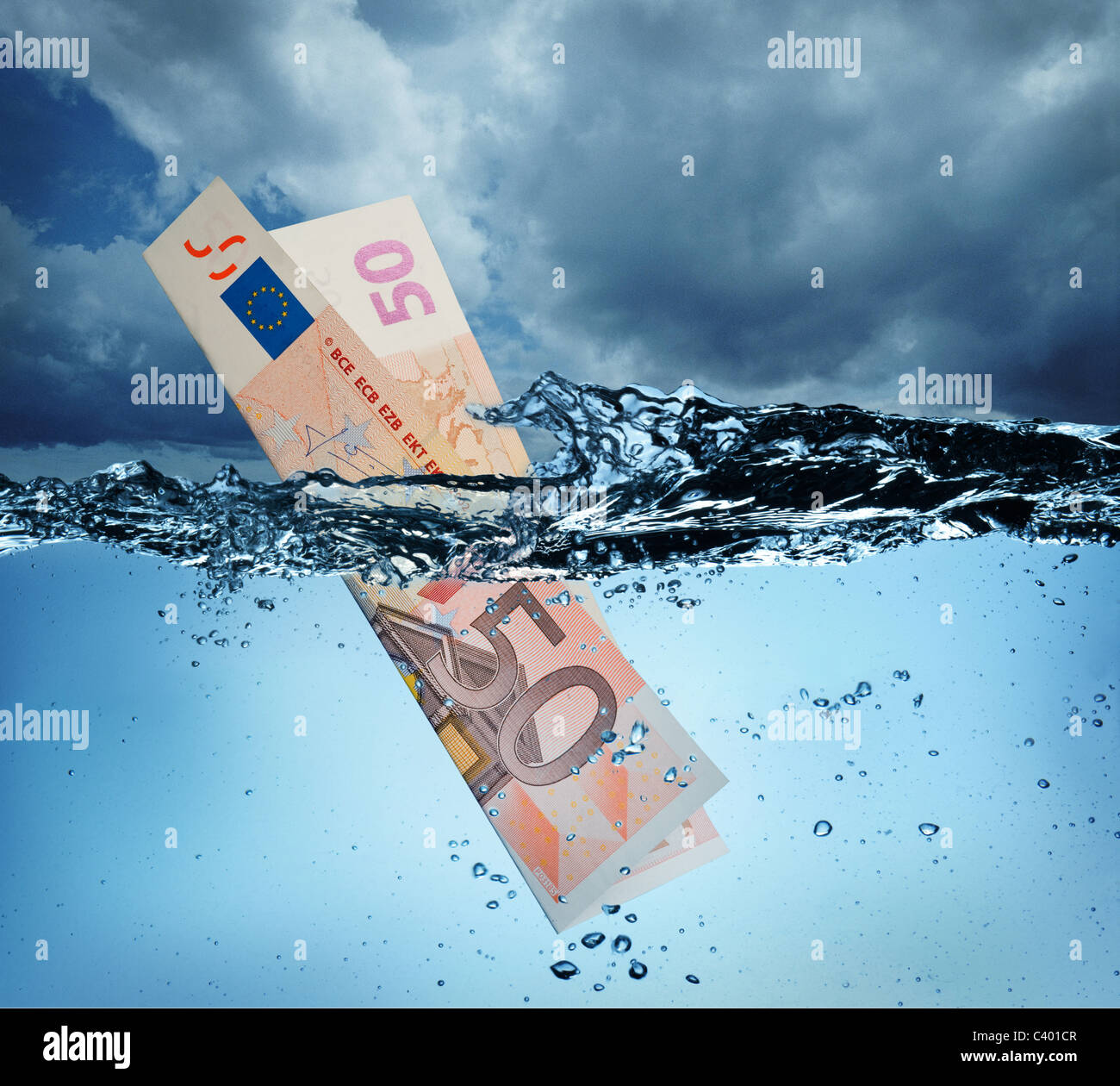 Un affondamento 50 Euro bill Foto Stock