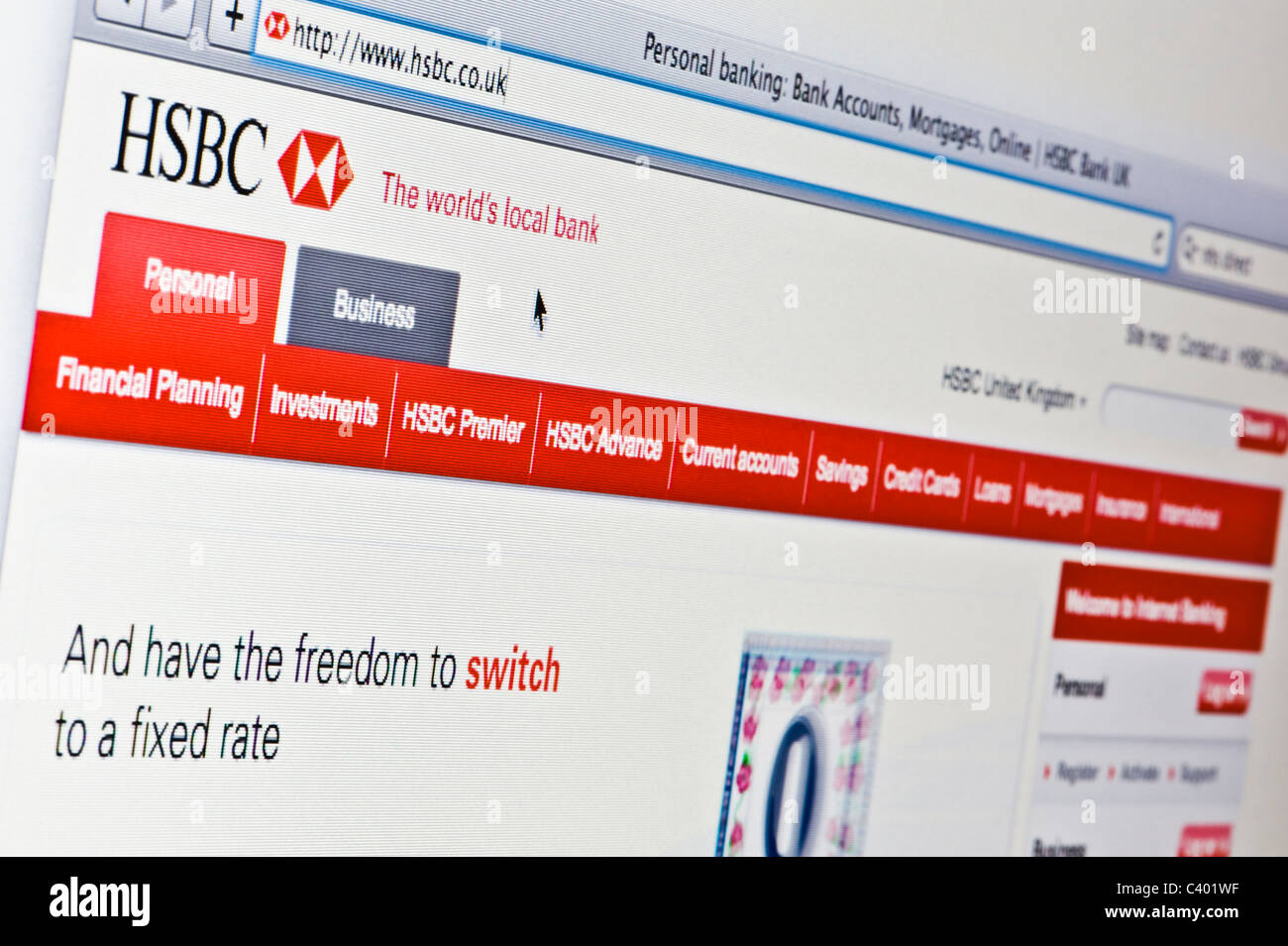 Chiusura del logo HSBC come visto sul suo sito web. (Solo uso editoriale: -print, TV, e-book e Redazione sito web). Foto Stock