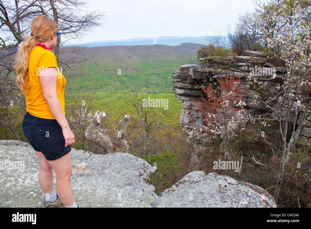 Escursionismo in grande Schloss, Virginia, Stati Uniti d'America Foto Stock