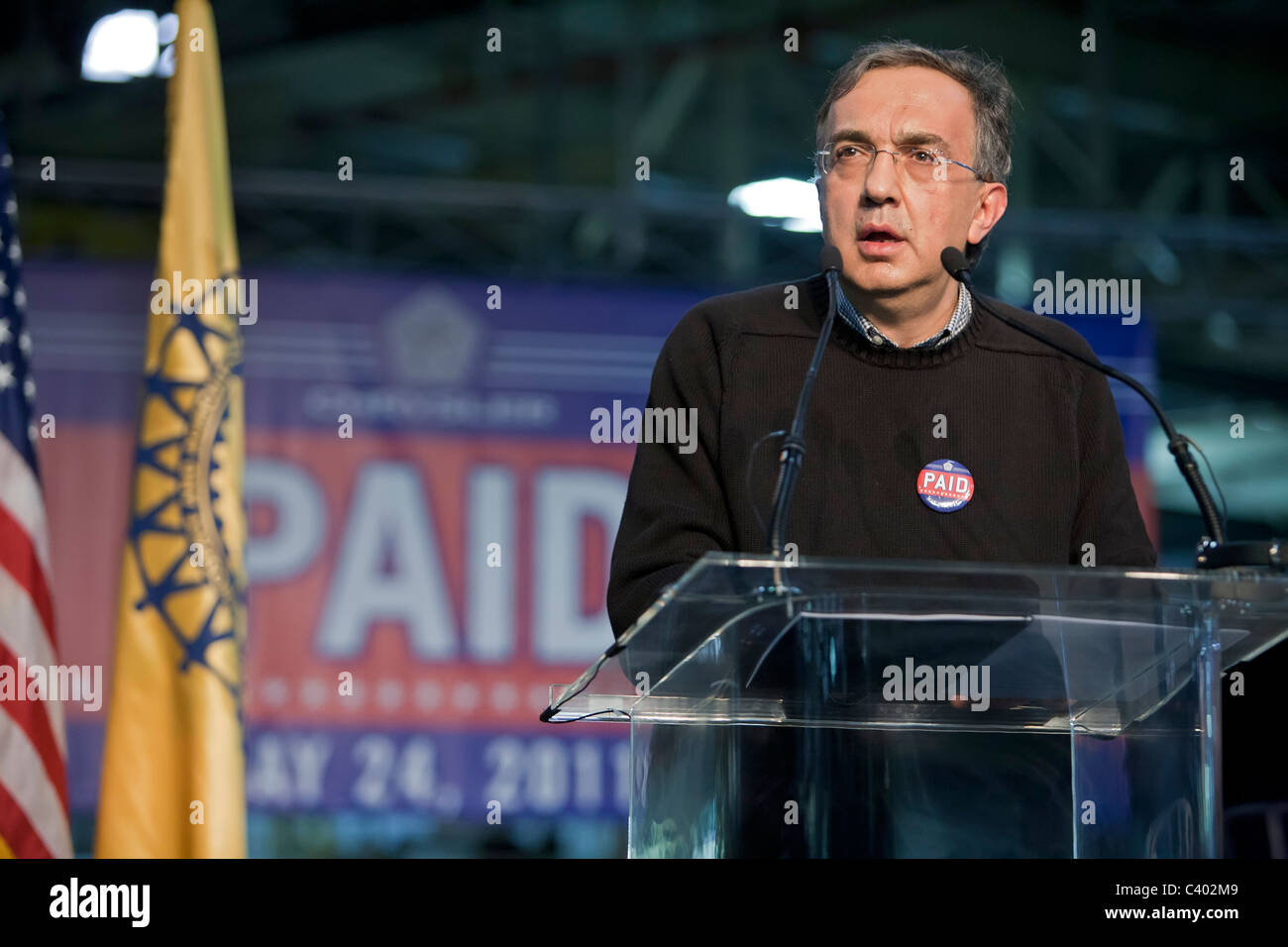 Chrysler celebra il rimborso dei prestiti governativi Foto Stock