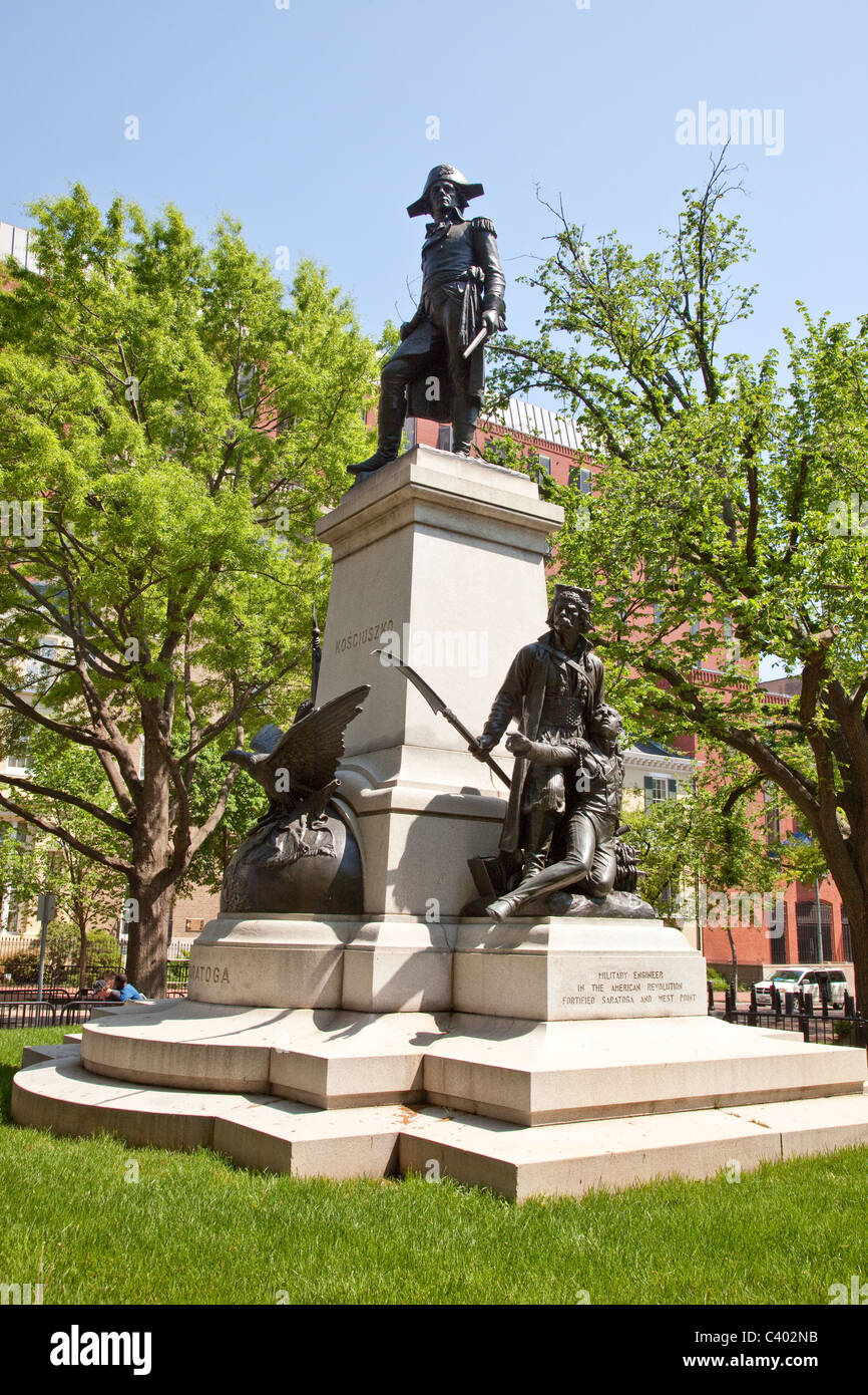 Patriota polacco General Thaddeus Kosciuszko statua in Lafayette Park, Washington DC Foto Stock