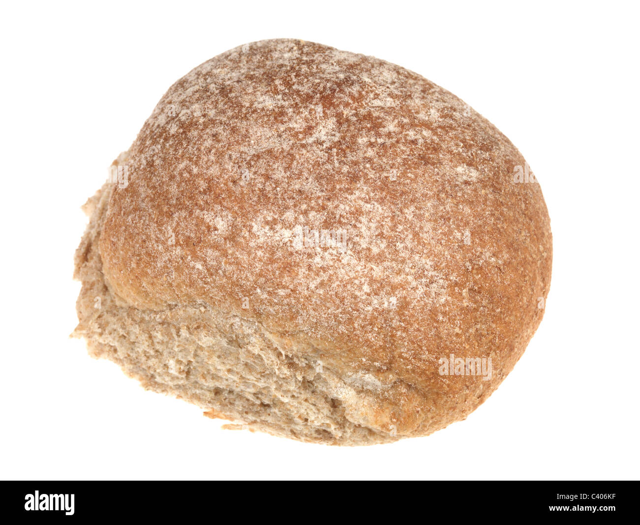 Pane appena sfornato morbido pane marrone rotolo con nessun riempimento contro uno sfondo bianco con un tracciato di ritaglio e nessun popolo Foto Stock
