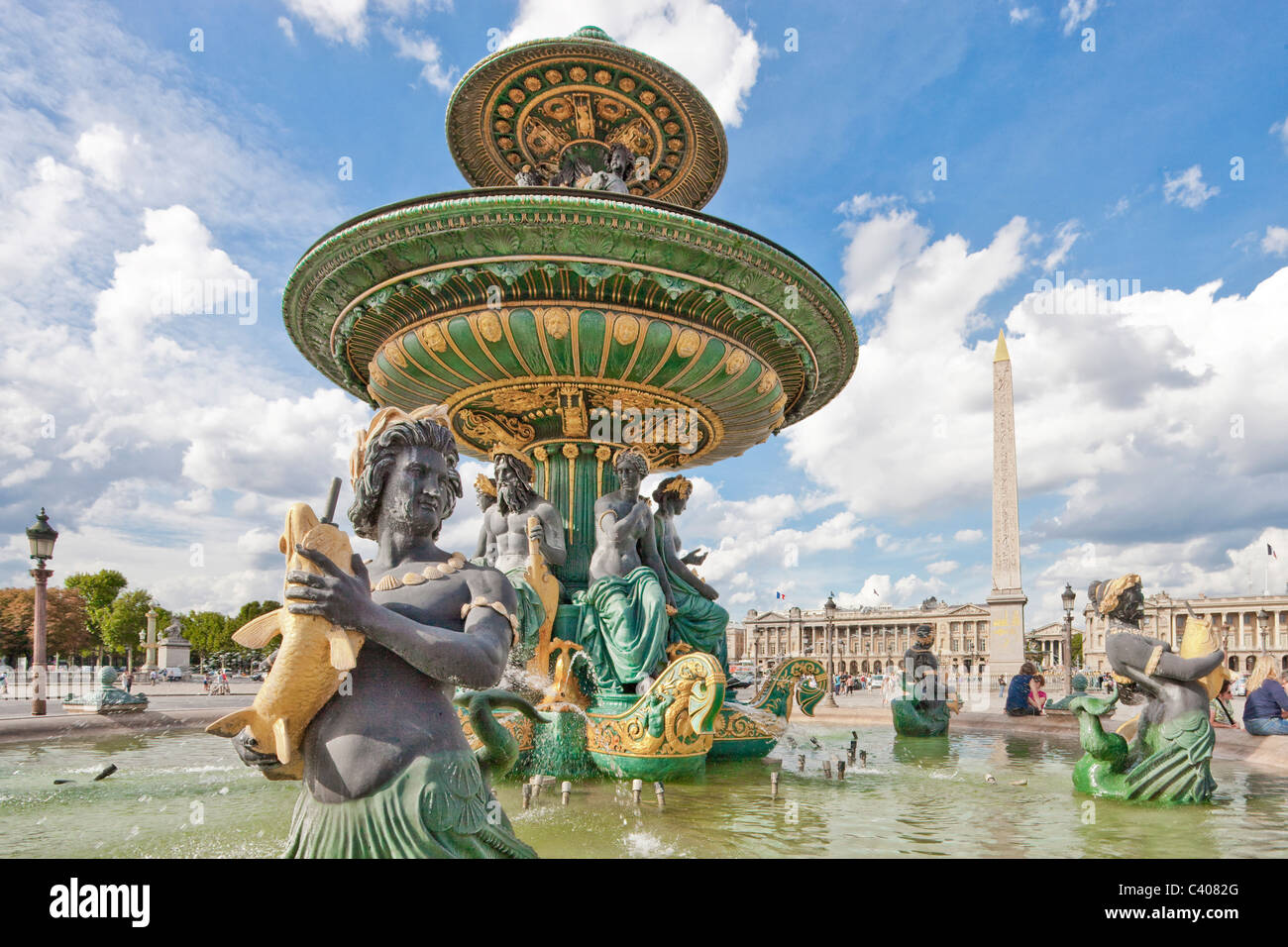 Francia, Europa, Parigi, Place de la Concorde, l'obelisco, turistico, luogo ben, mermaid, plastica Foto Stock