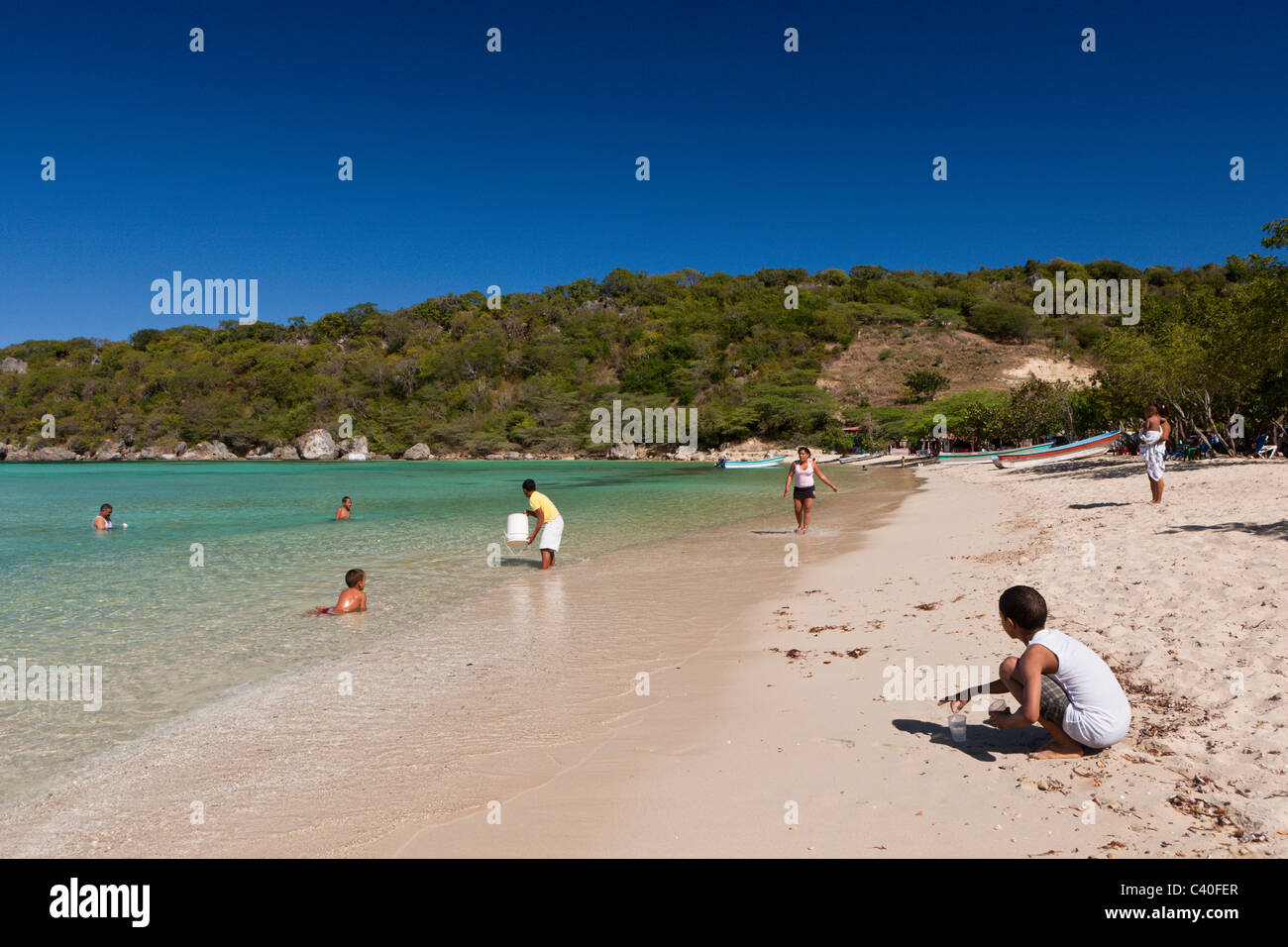 Impressioni di Ensenada Beach, Punta Rucia, Repubblica Dominicana Foto Stock