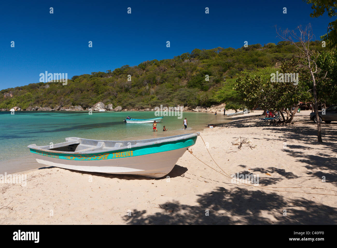 Impressioni di Ensenada Beach, Punta Rucia, Repubblica Dominicana Foto Stock