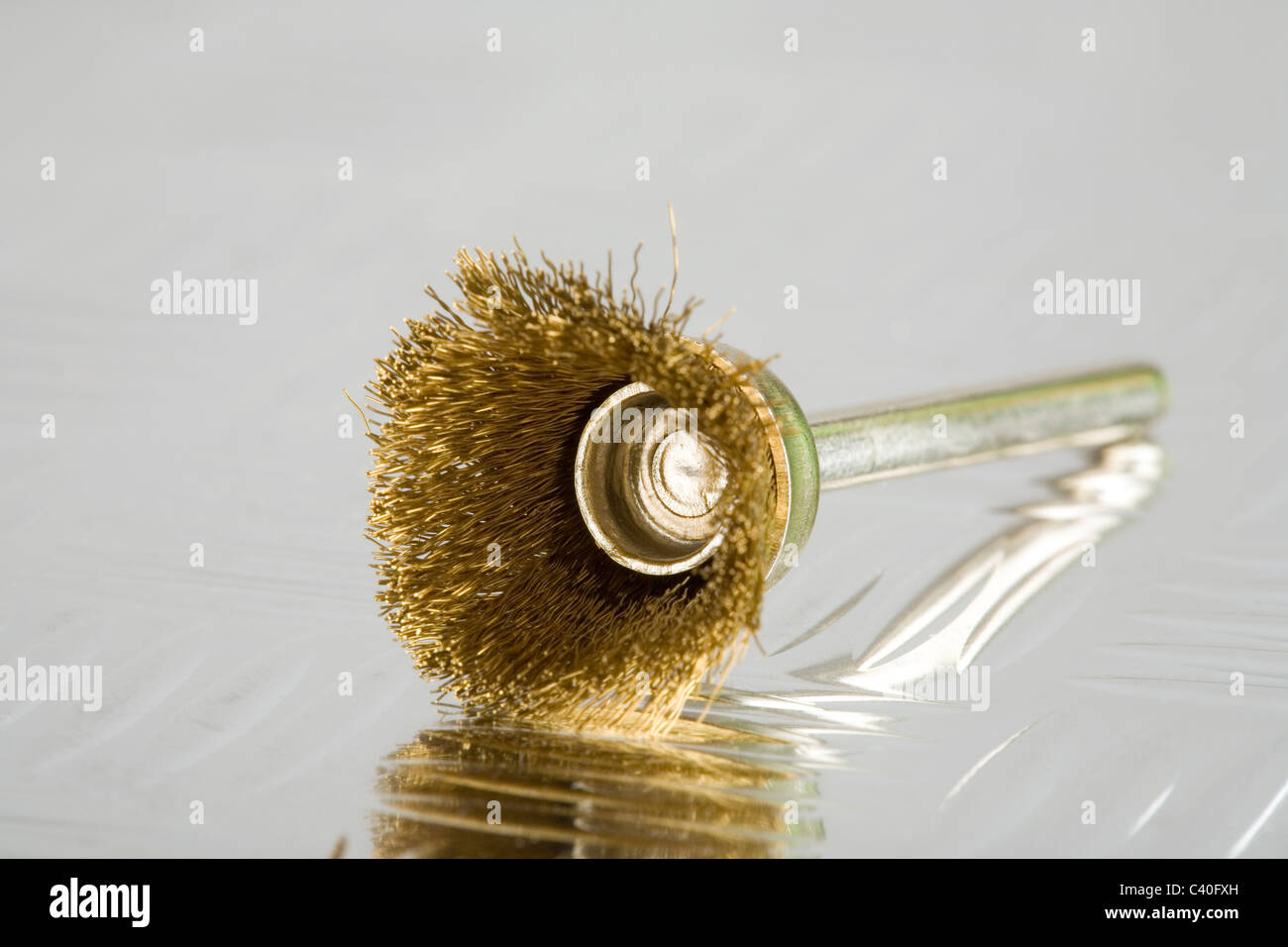 Cono spazzola in filo di ottone bit Foto Stock