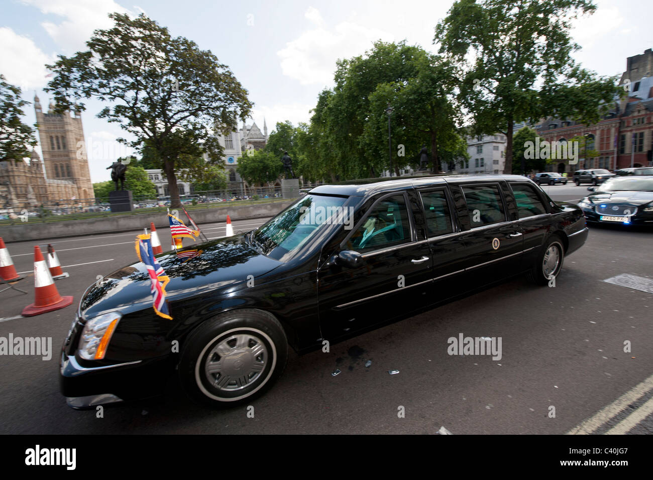 La visita di Stato del Presidente degli Stati Uniti Barack Obama per il Regno Unito è soddisfatta da celebrazioni e di elevata sicurezza e proteste a Londra, 24 maggio 2011 Foto Stock