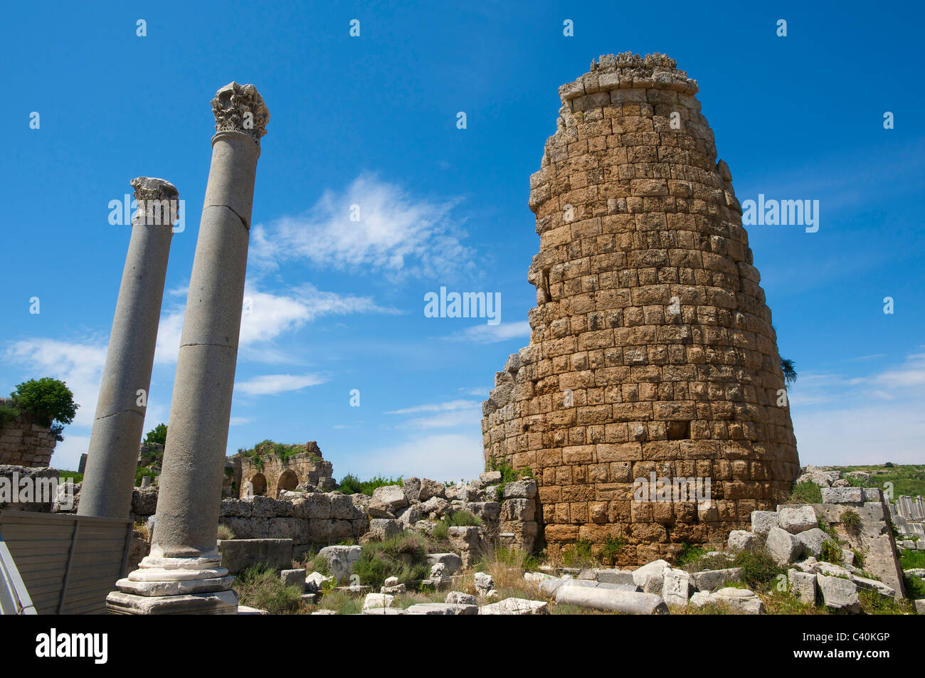 Bagno turco, Riviera, Perge, hellenistisch, round gate, Antalya, Riviera Turca, Turchia, rovine Foto Stock