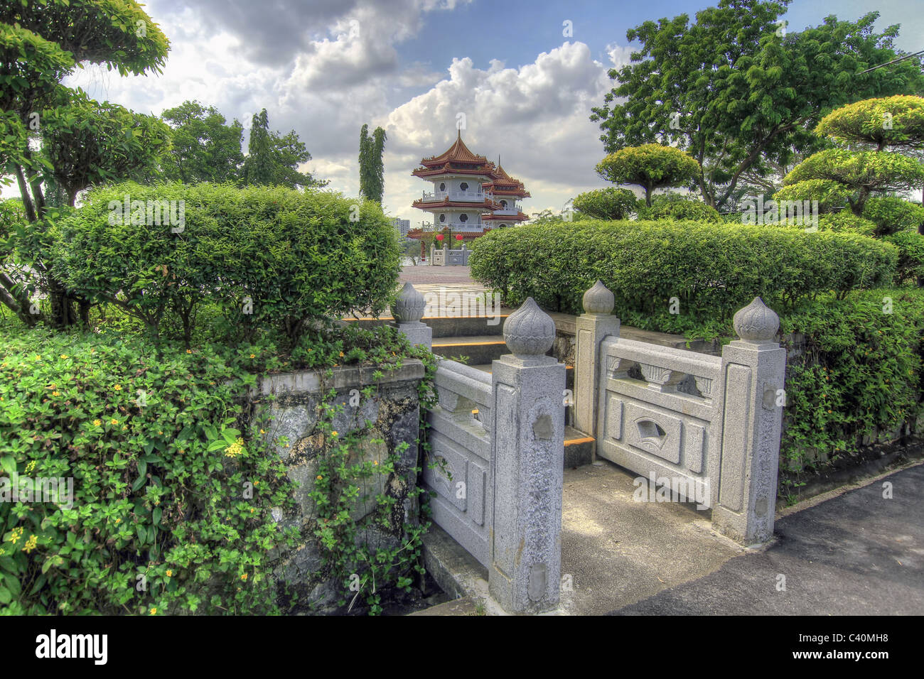 Ingresso quadrato in Singapore giardino cinese Foto Stock