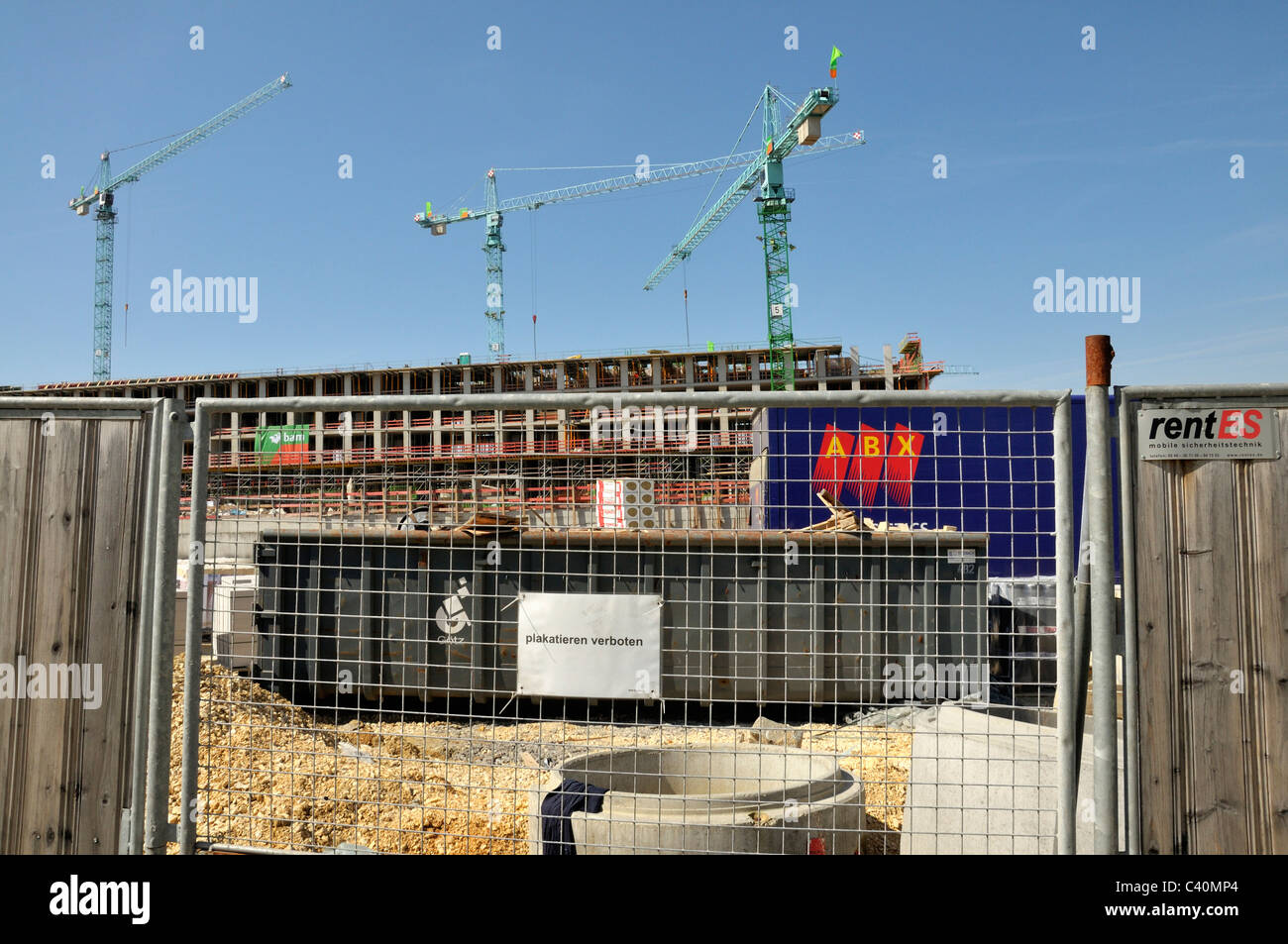 Ramo di costruzione, sito di costruzione, i siti di costruzione, Germania, Europa, clinica, Ulm University Medical Center Foto Stock