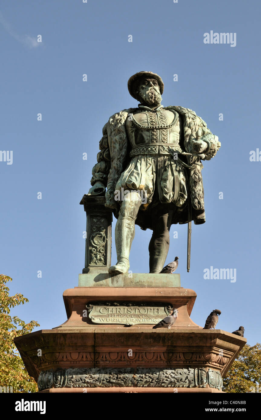 Monumento, Germania, Europa, duca, cultura, Piazza Castello, scultura, statua, Stoccarda Foto Stock