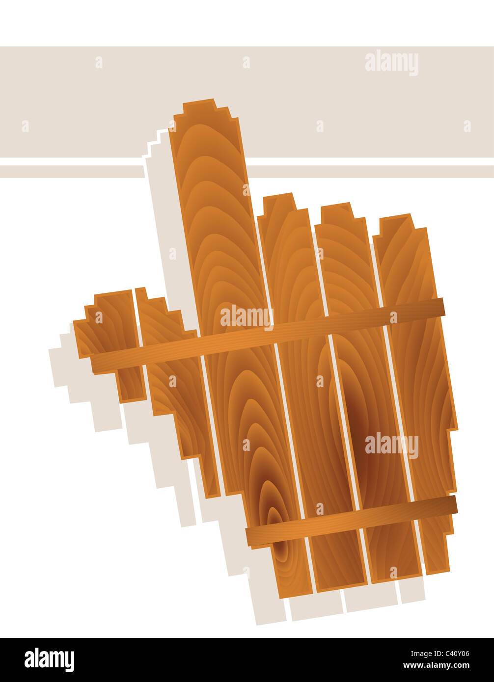 A grana di legno computer testurizzata cursore a forma di mano Foto Stock