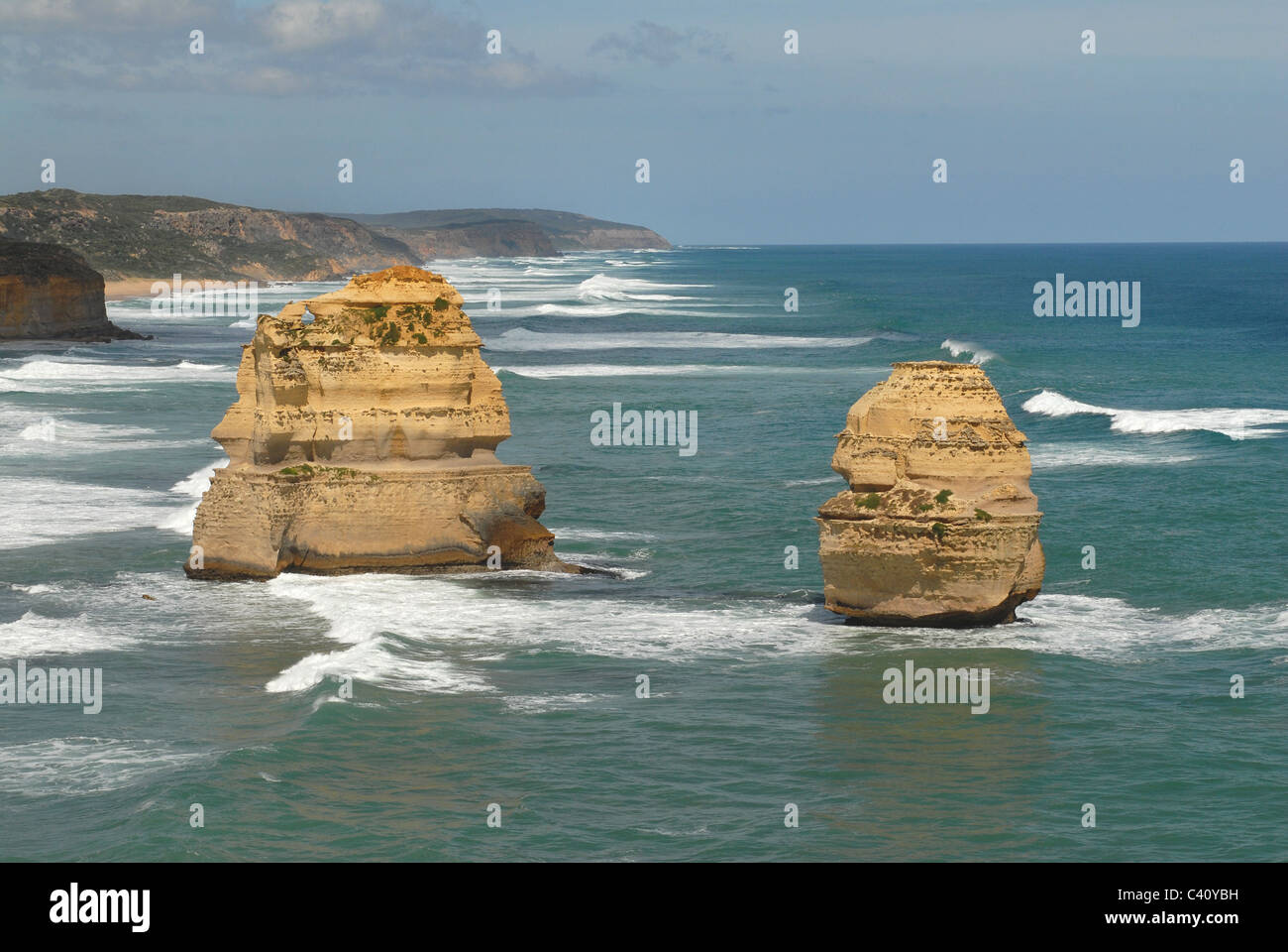 Le formazioni rocciose vicino alla Gola Loch Ard nel Parco Nazionale di Port Campbell's Shipwreck Coast presso la Great Ocean Road, Victoria Foto Stock