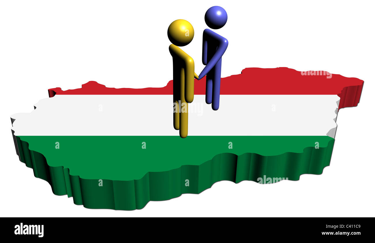 Incontro con l'Ungheria bandiera mappa immagine Foto Stock