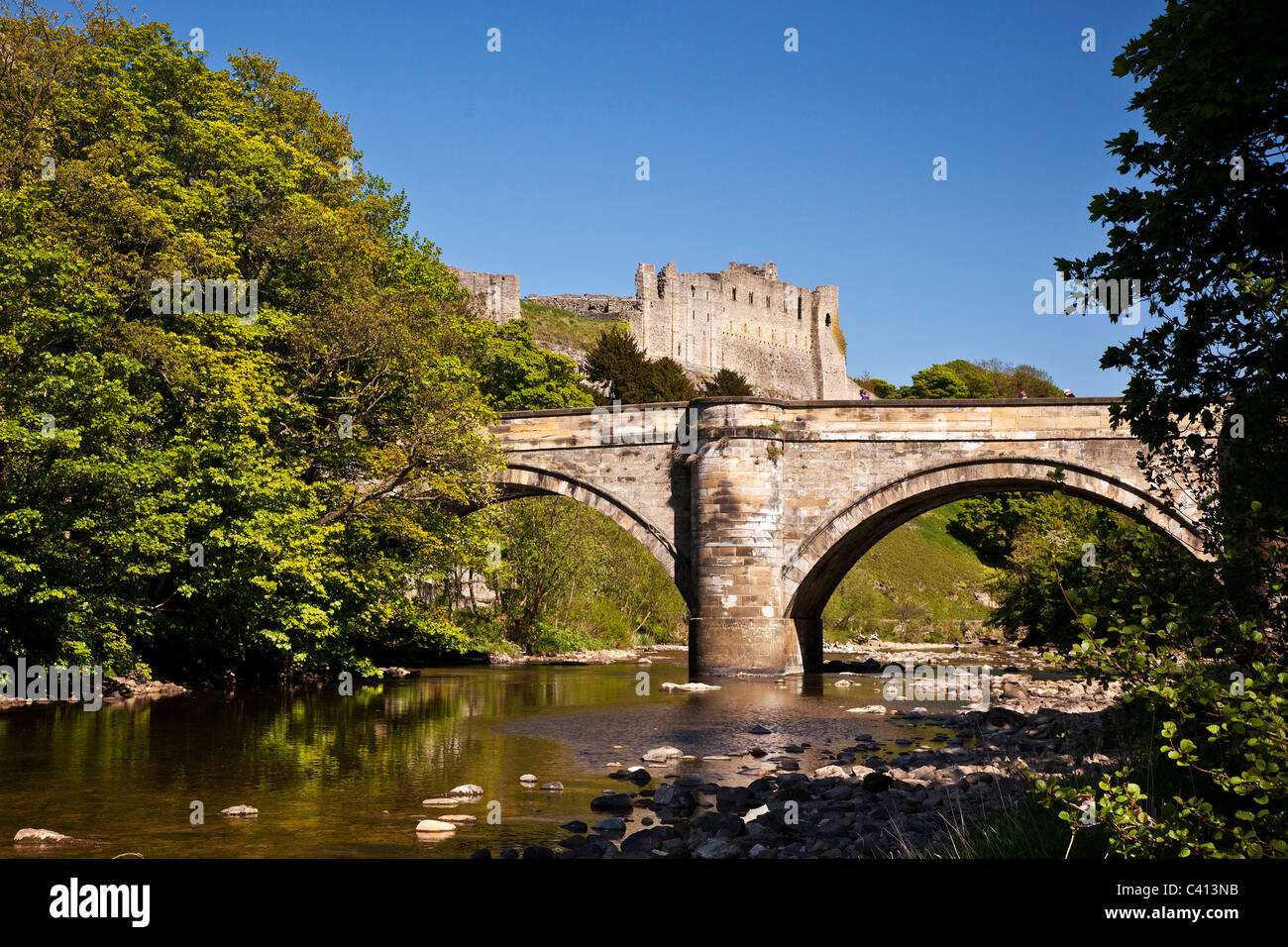 Ponte Verde e Castello, Richmond, North Yorkshire Foto Stock