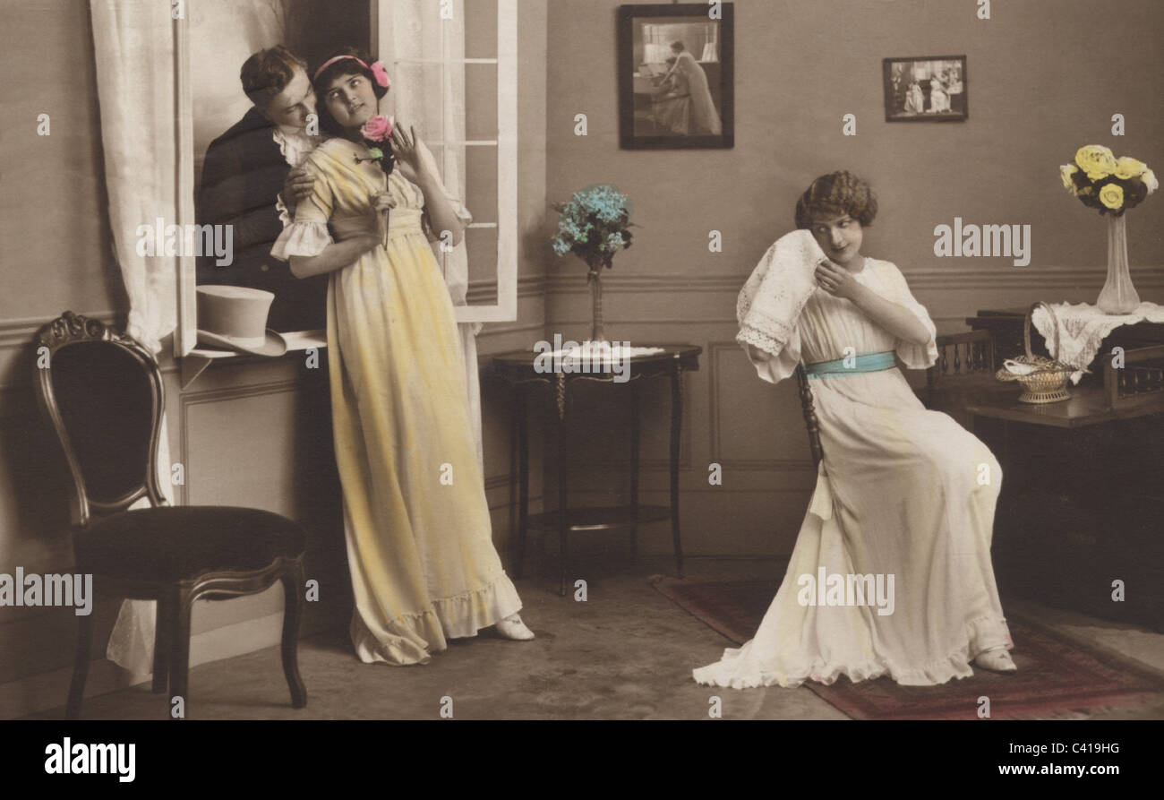 Persone, coppie, coppie che hanno un appuntamento, chaperone, circa 1900, diritti aggiuntivi-clearences-non disponibile Foto Stock