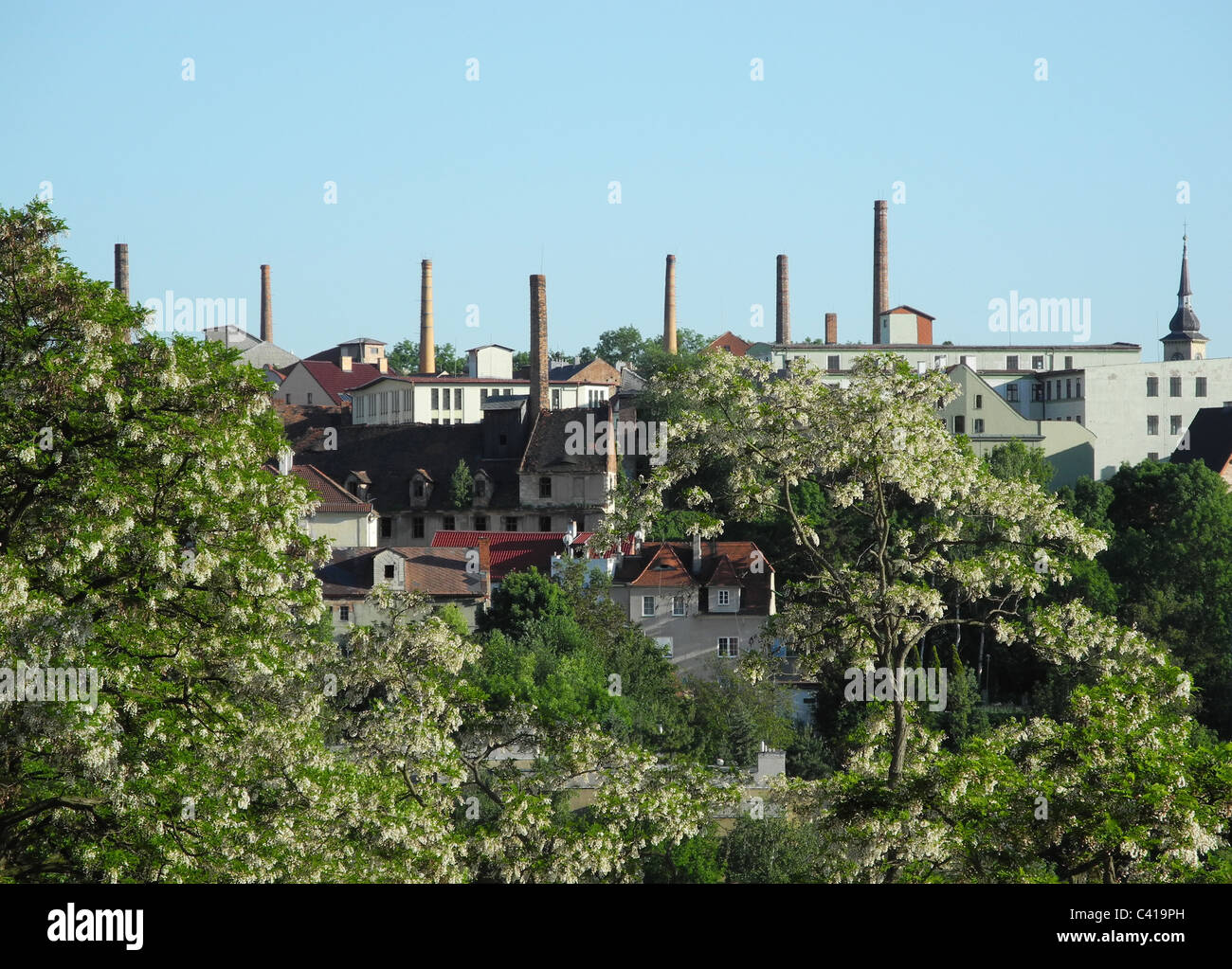 Il vecchio forno di luppolo e luppolo storage in città Žatec, Repubblica Ceca Foto Stock