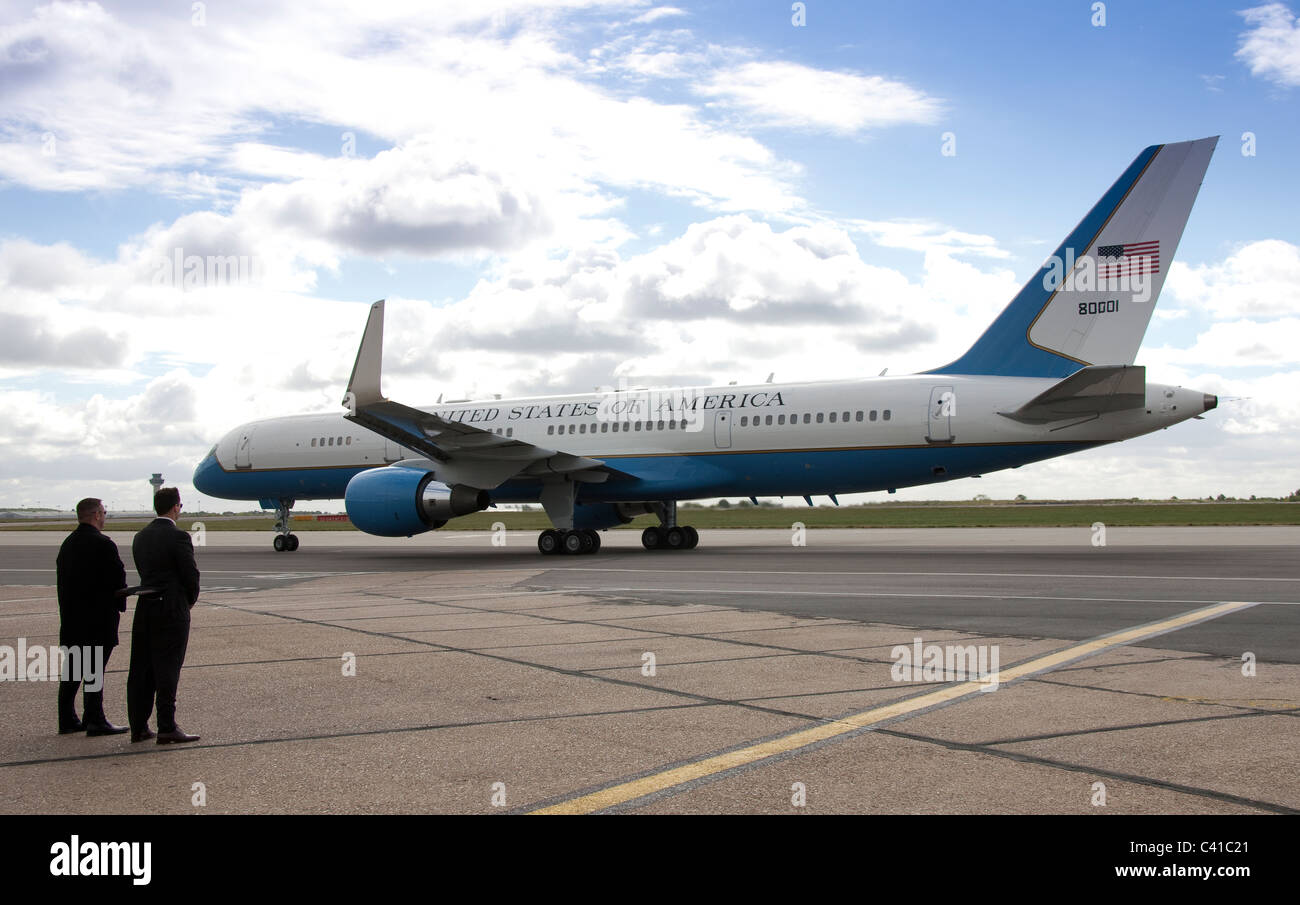 Noi Presidenti Boeing 757 Airforce si prepara per il decollo a Londra Stansted dopo la sua visita di Stato nel Regno Unito Foto Stock