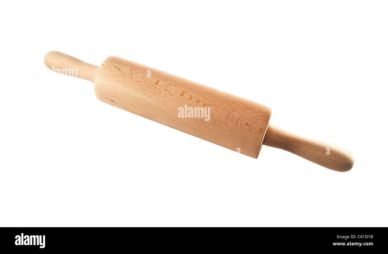 Mattarello isolato su uno sfondo bianco Foto Stock