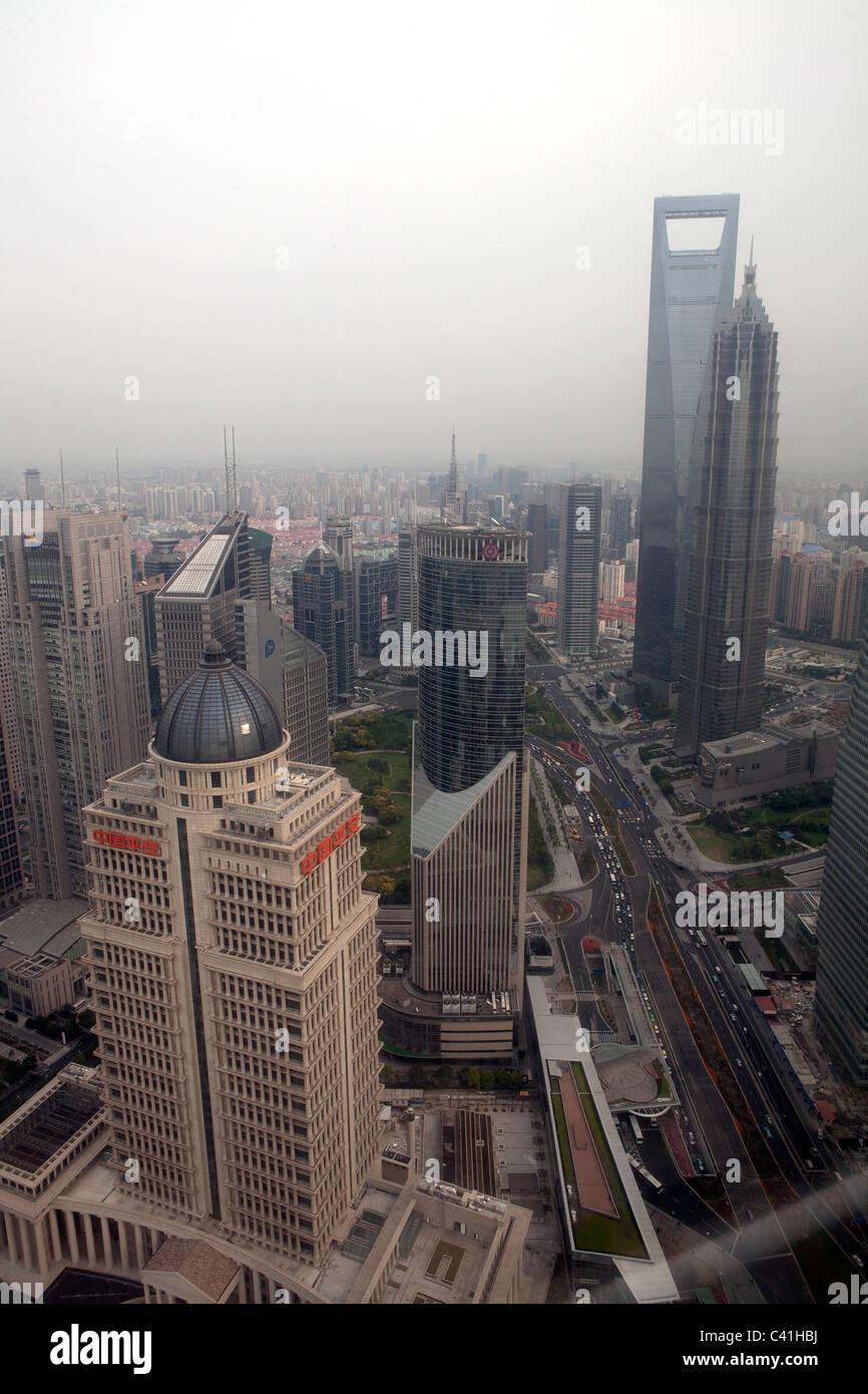 Grattacieli nel distretto degli affari, Pudong, Shanghai, Cina Foto Stock