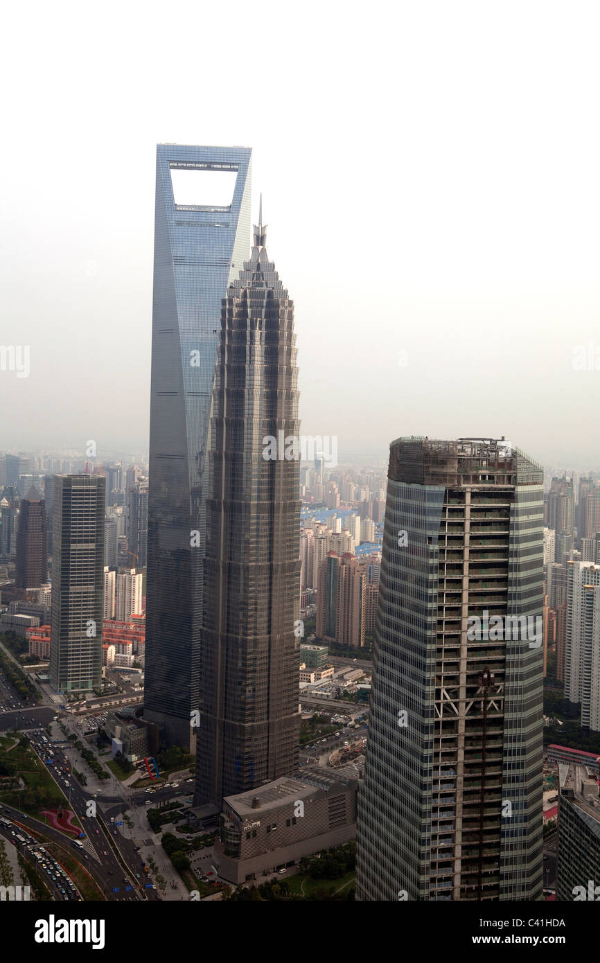 Grattacieli nel distretto degli affari, Pudong, Shanghai, Cina Foto Stock