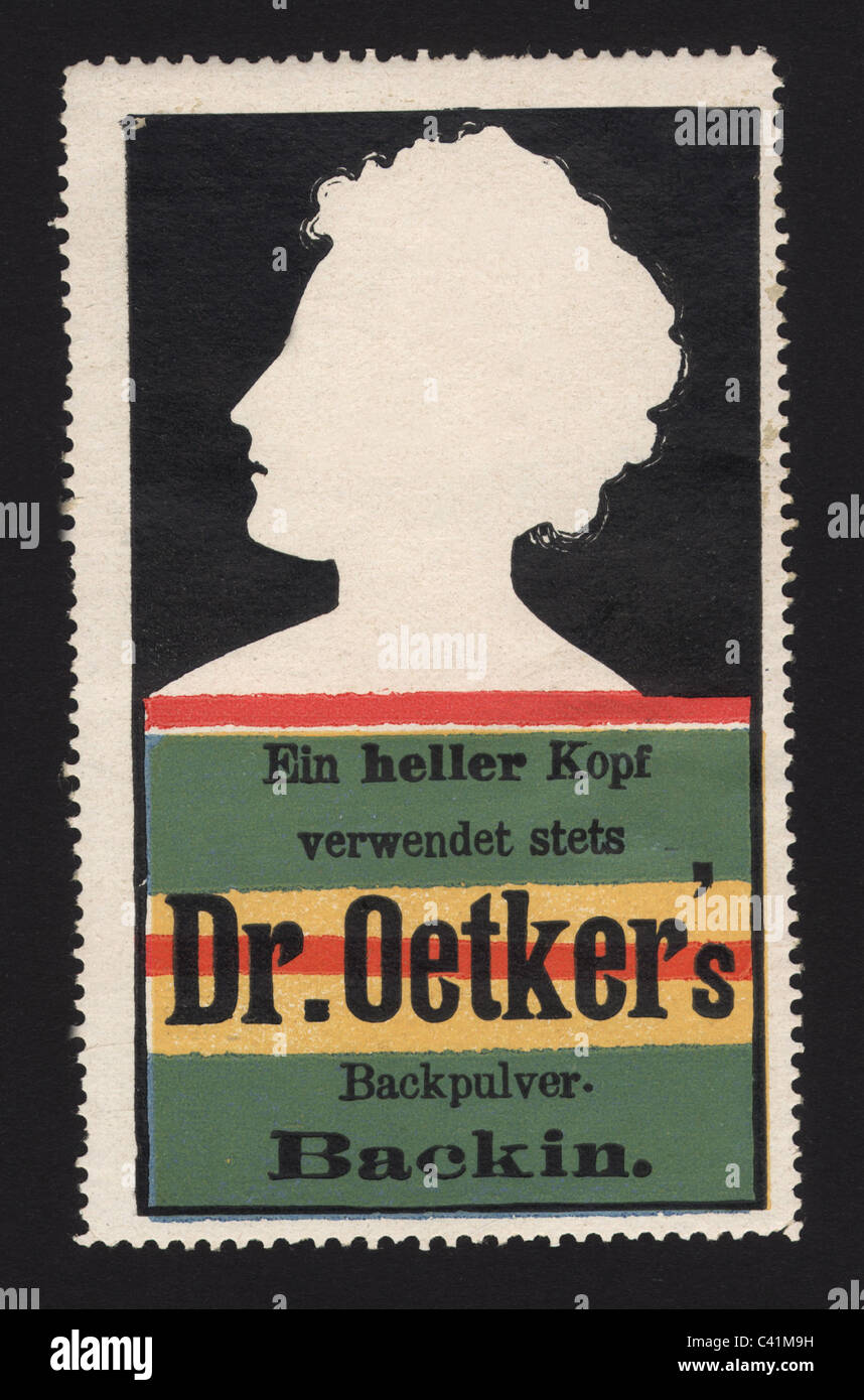Pubblicità, cibo, lievito in polvere, retro, Dr. Oetker, poster timbro, circa 1910, diritti aggiuntivi-clearences-non disponibile Foto Stock