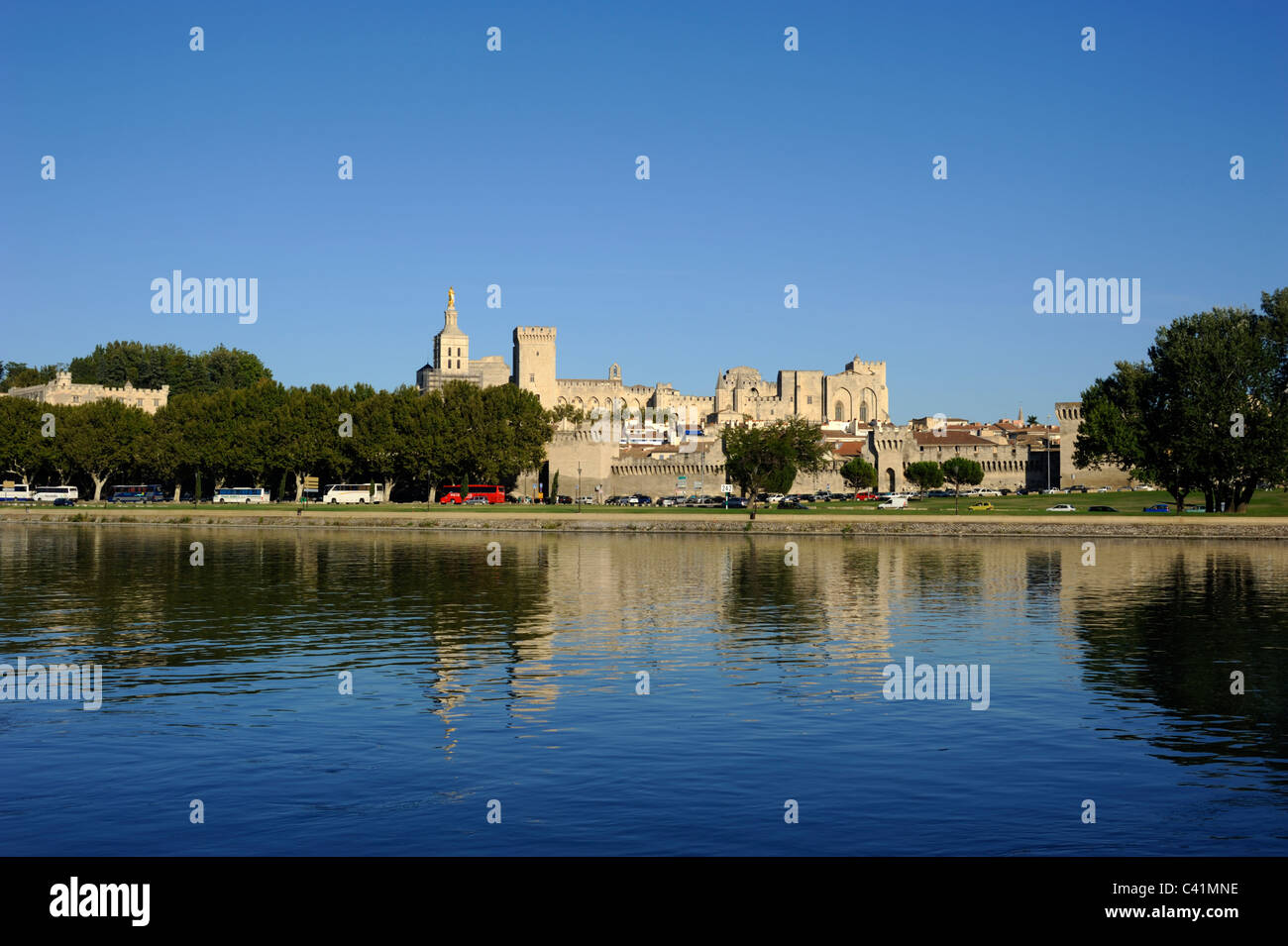 Francia, Provenza, Avignone, fiume Rhône, Palazzo Papale Foto Stock