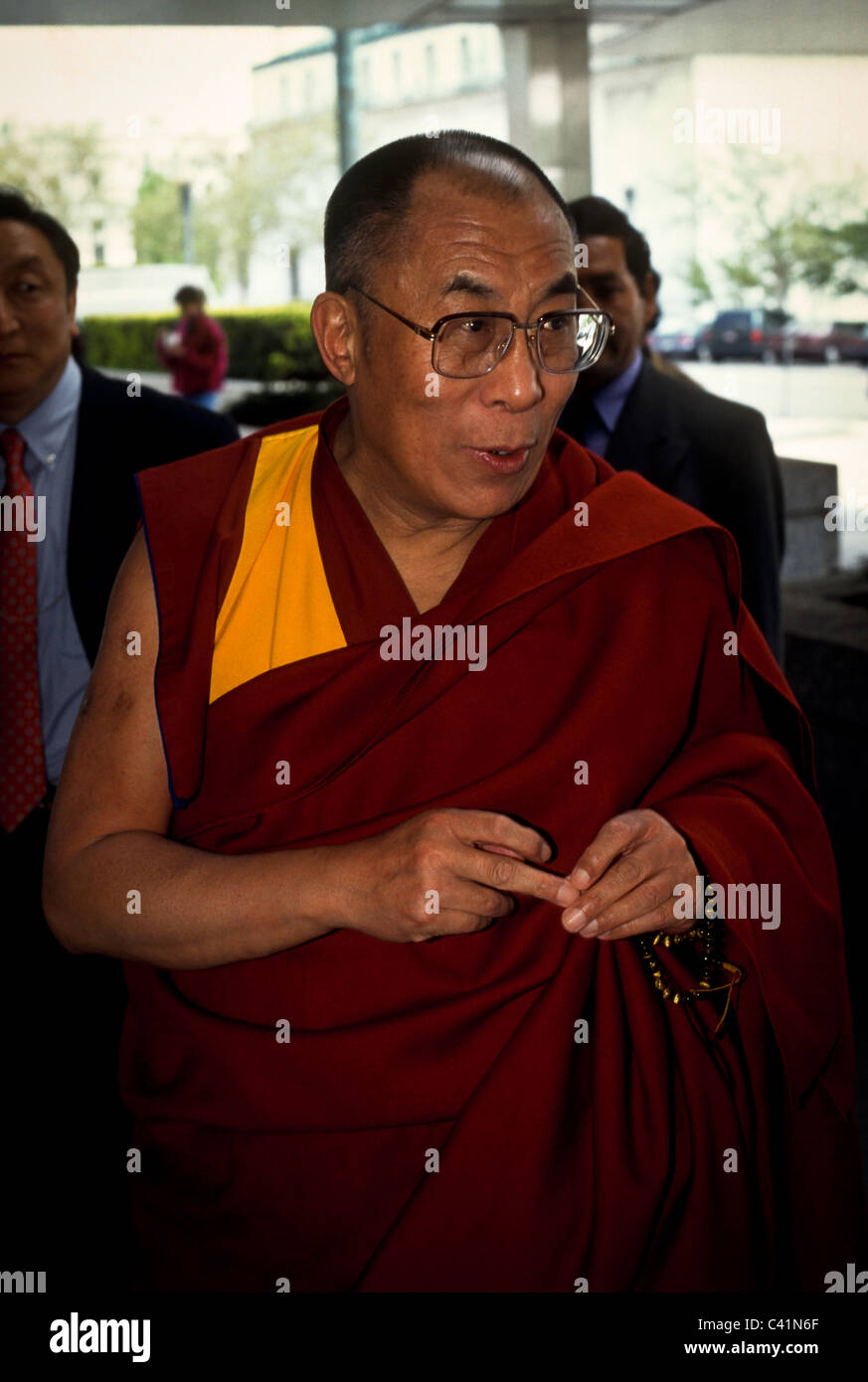 Tibetano leader spirituale il Dalai Lama a Washington, DC. Aprile 24, 1997 Foto Stock