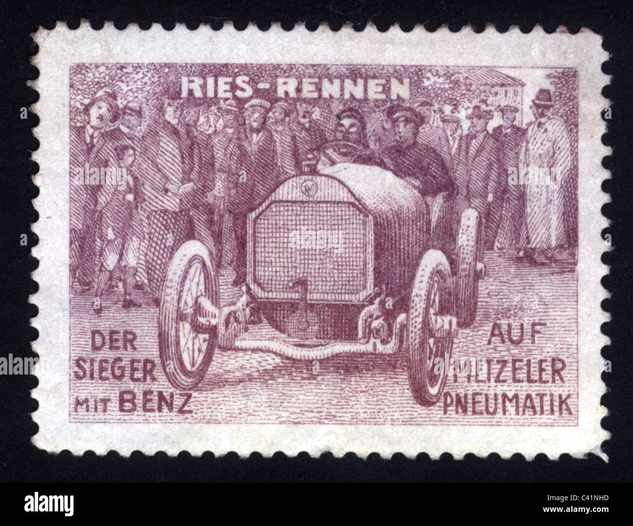 Pubblicità, automobili, accessori, Mercedes Benz con pneumatici Metzeler Pneumatik, francobollo poster, circa 1910, diritti aggiuntivi-clearences-non disponibile Foto Stock