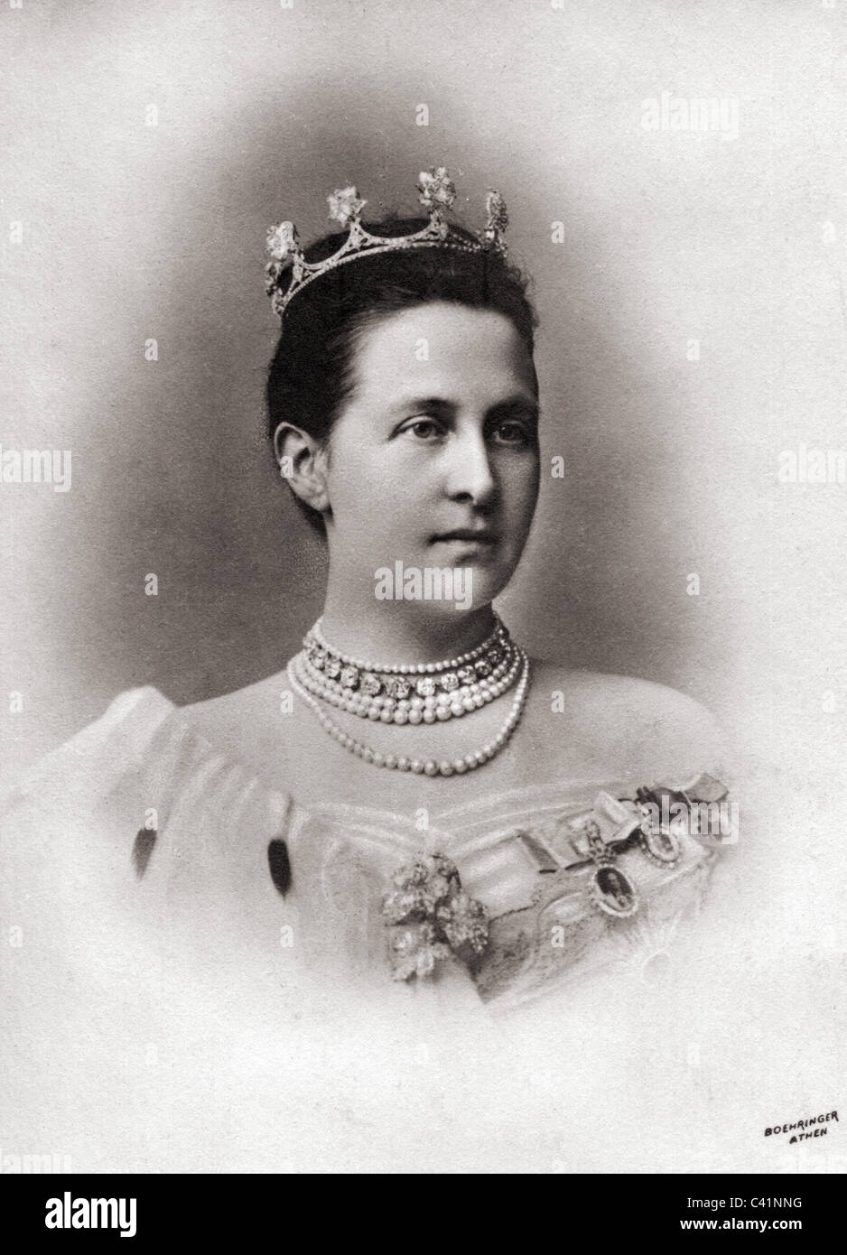 Elizabeth, 12.10.1894 - 14.11.1956, Queen Consort of Greece 27.9.1922 - 25.3.1924, ritratto, cartolina, Boehringer, Athen, 1922, , Foto Stock
