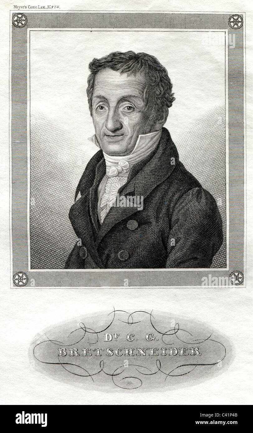 Bretschneider, Karl Gottlieb, 11.2.1776 - 22.1.1848, tedesco teologo protestante, ritratto, acciaio, incisione del XIX secolo, l'artista del diritto d'autore non deve essere cancellata Foto Stock