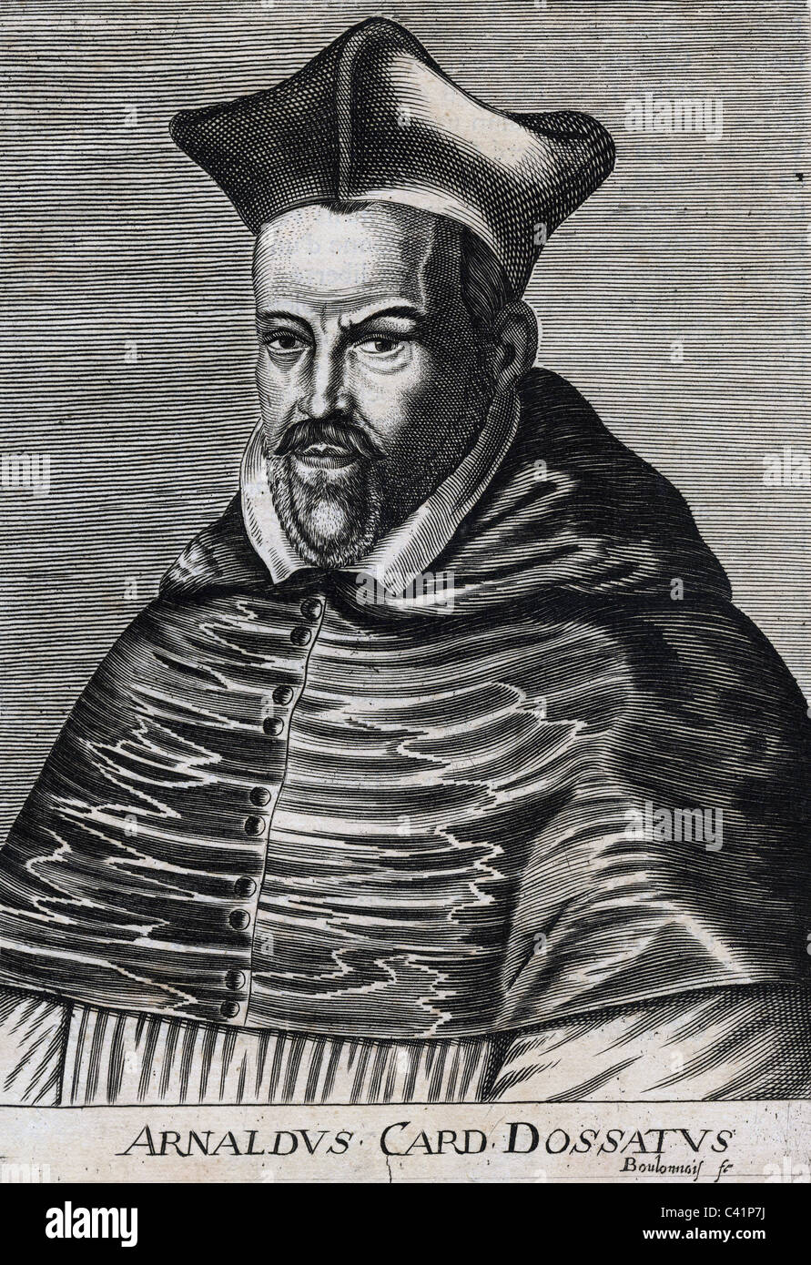 D'Ossat, Arnaud, 20.7.1537 - 13.3.1604, francese il cardinale, Diplomat, ritratto, incisione su rame, da Esme de Boulonois, secolo XVII, artista del diritto d'autore non deve essere cancellata Foto Stock