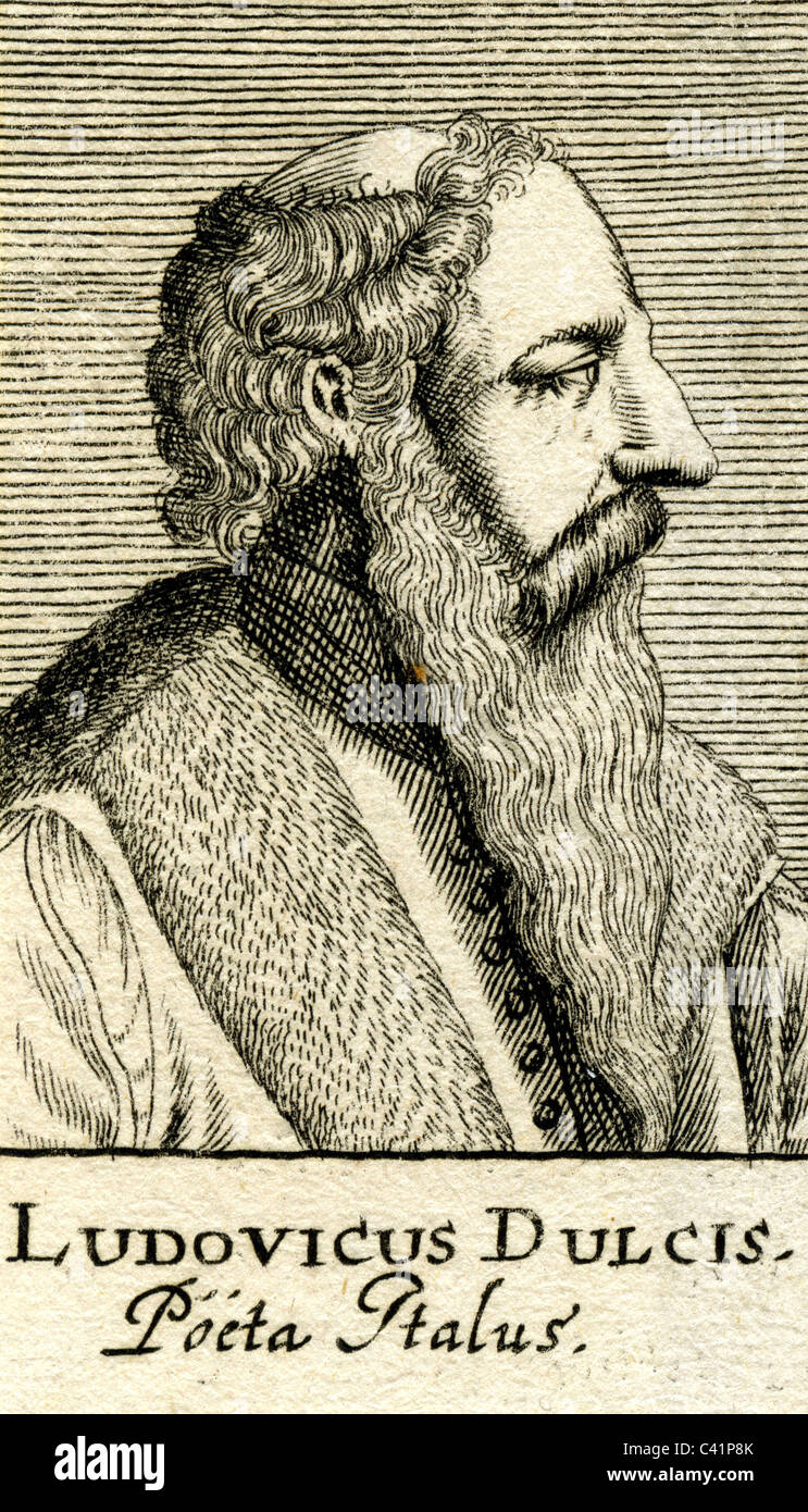 Dolce, Lodovico, circa 1509 - 1568, autore italiano / scrittore, umanista, ritratto, contemporanea incisione su rame, artista del diritto d'autore non deve essere cancellata Foto Stock