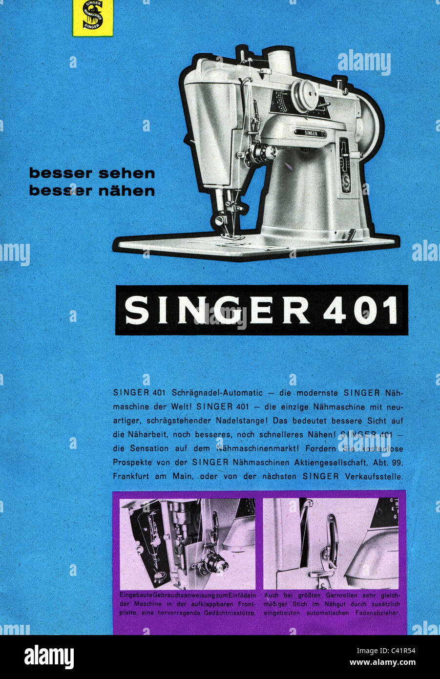Pubblicità, elettrodomestici, macchina da cucire, Singer 401, pubblicità,  Germania occidentale, 1950, , diritti-aggiuntivi-clearences-non disponibile  Foto stock - Alamy