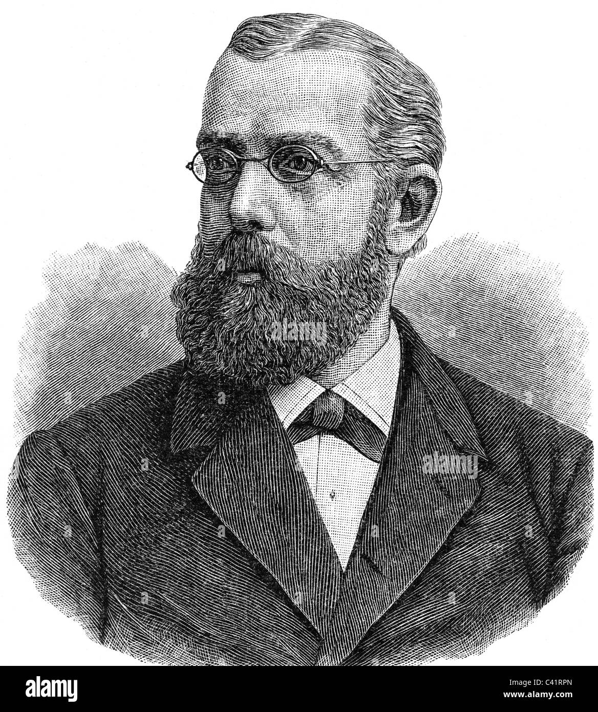 Koch, Robert, 11.12.1843 - 27. 5.1910, medico tedesco, ritratto, incisione in legno, circa 1885, Foto Stock