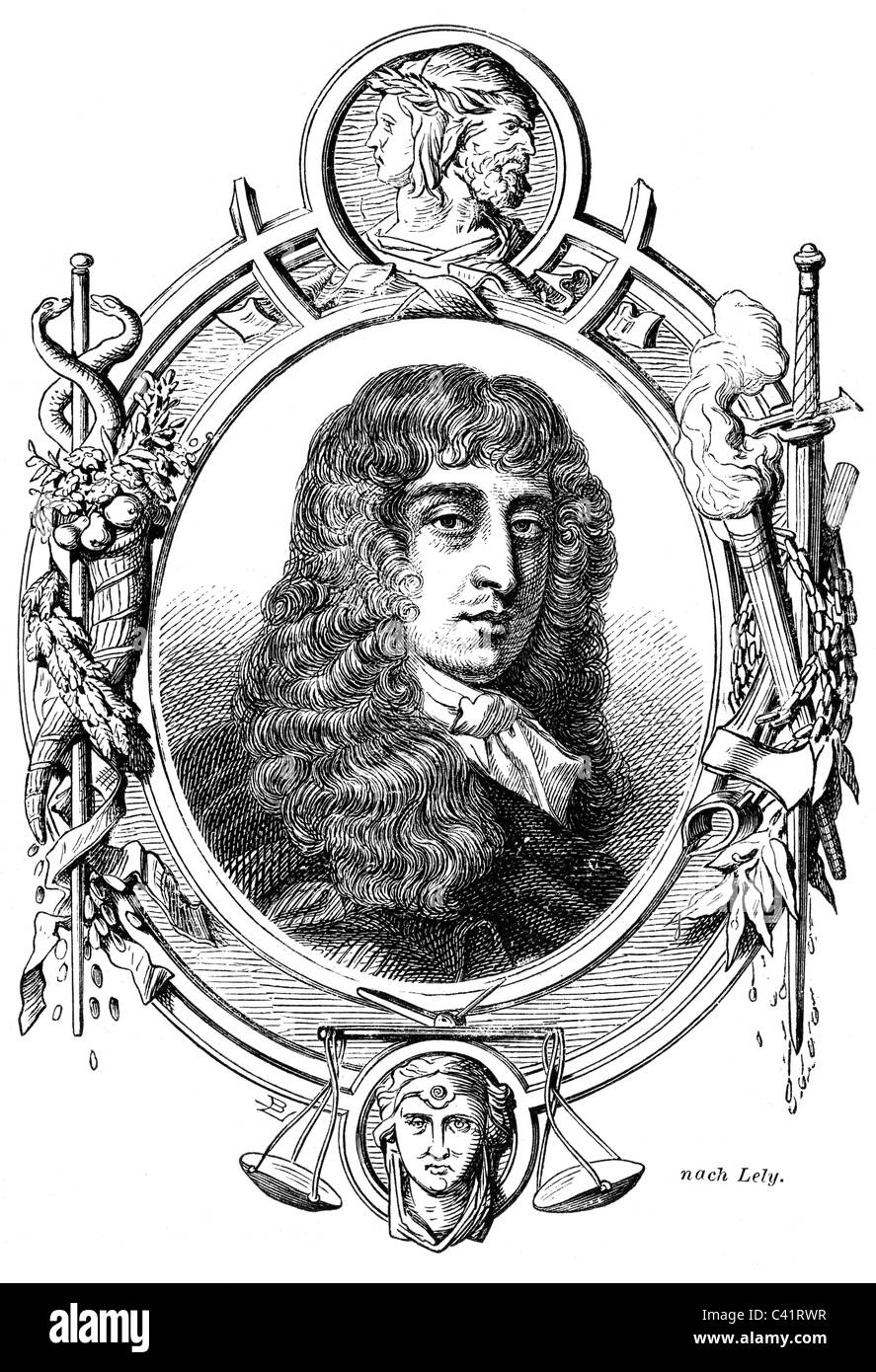 Capell, Arthur, 1st Conte di Essex, 1631 - 13.7.1683, politico inglese, Primo Signore del Tesoro 1679, ritratto, incisione in rame, 17th secolo, , Foto Stock